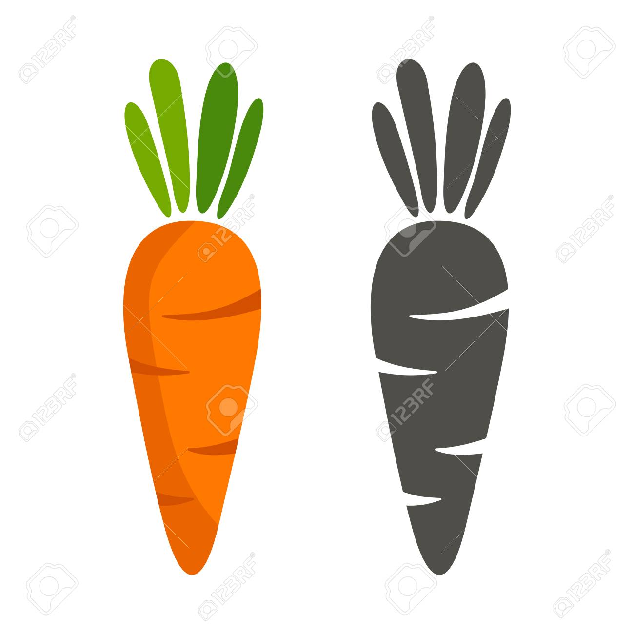 Silhouette Of Carrots And Black Color On A White Background Royalty Free  SVG, Cliparts, Vectors, and Stock Illustration. Image 59686988., image size:1300x1300