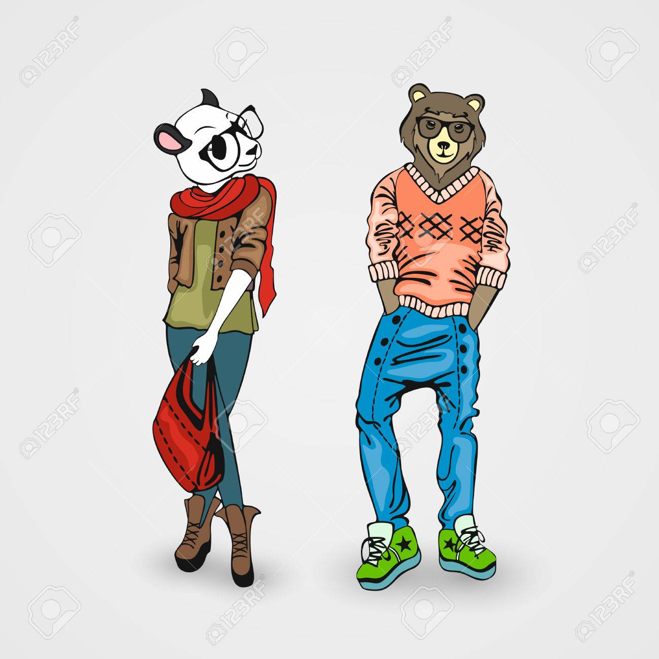 動物人間の形で完全な成長で創造的な獣のイラスト素材・ベクター Image