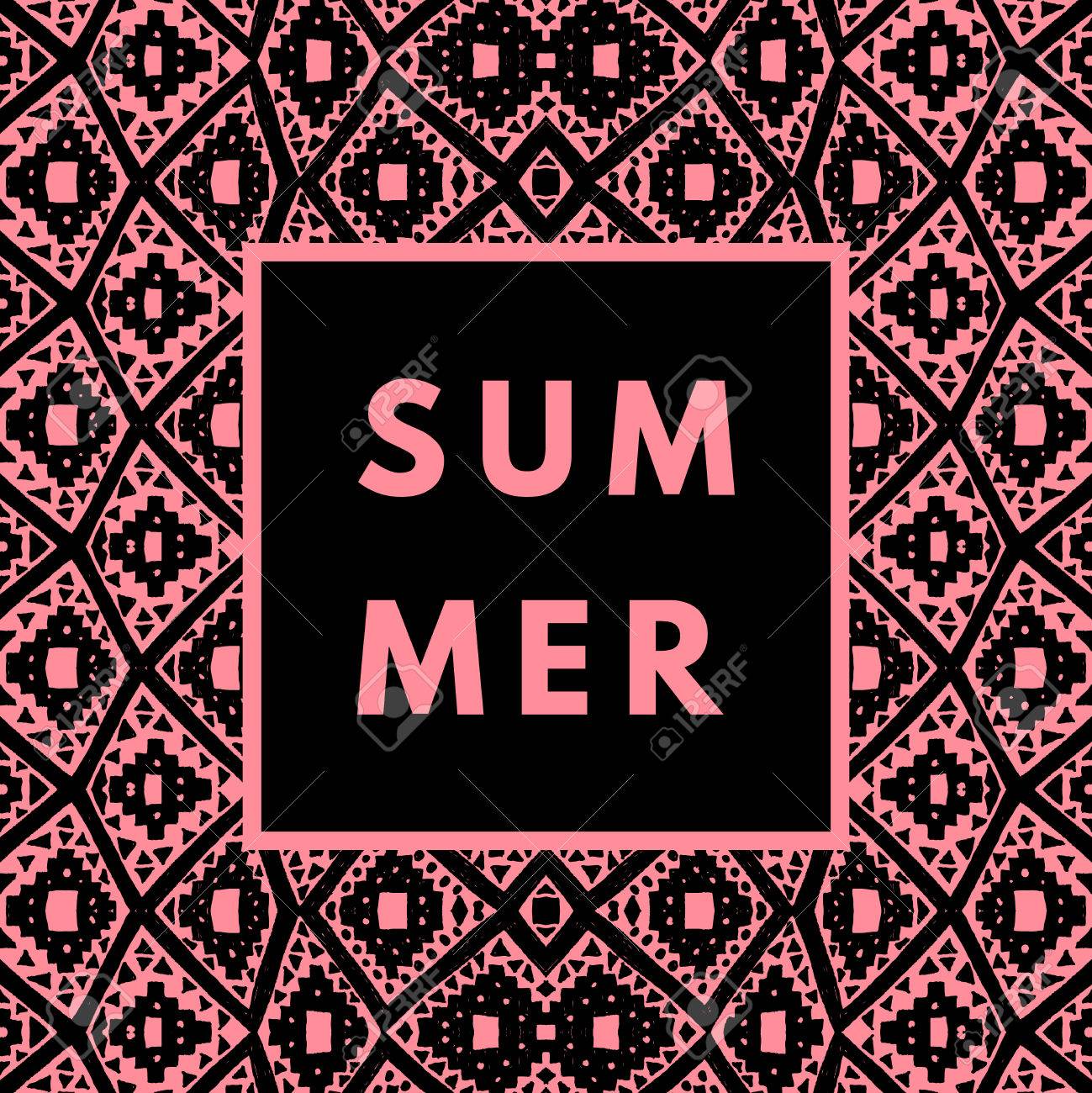 summer hipster boho chic background with aztec tribal mexican minimal art flyer