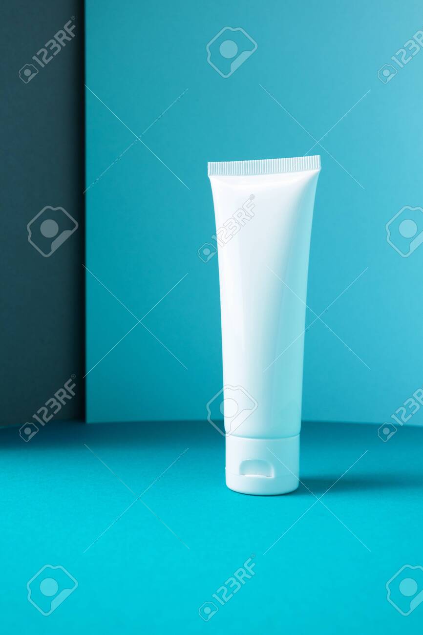 Download Moisturizer Hand Cream White Plastic Tube Mockup On Blue Trendy Stock Photo Picture And Royalty Free Image Image 148822875