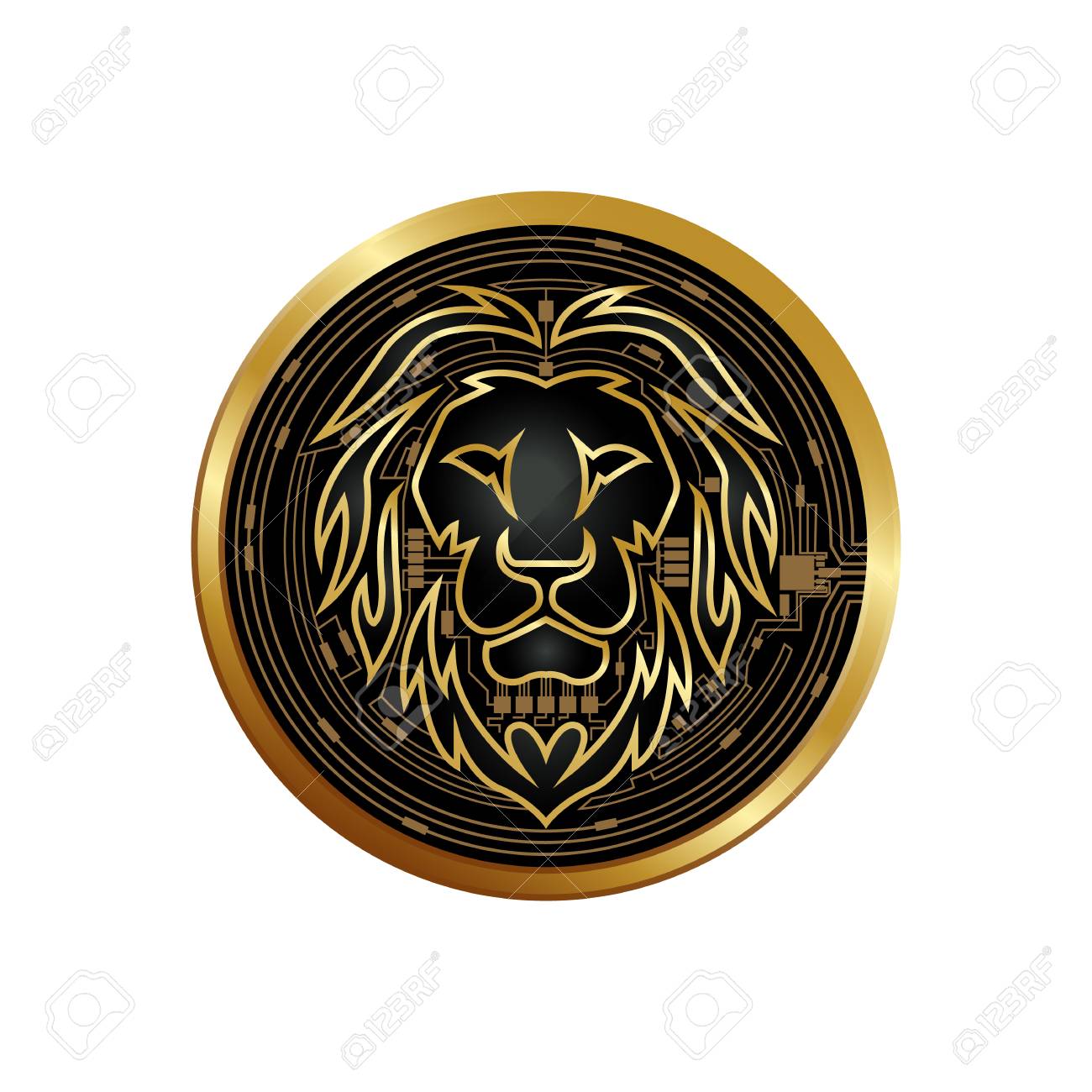 The Geometric Logo Of A Lion In A Round Coin. Digital Style. Cryptocurrency  And Bitcoin Lion Logo. Royalty Free SVG, Cliparts, Vectors, and Stock  Illustration. Image 123067901.