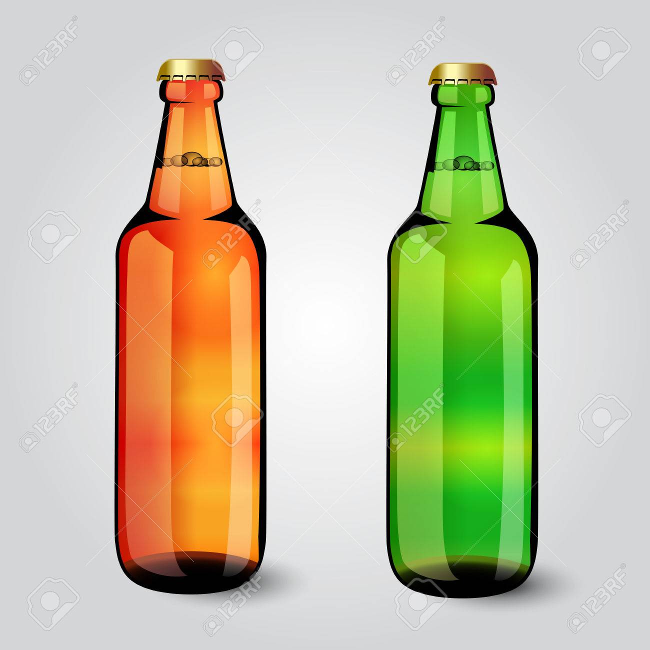 ビールの緑と茶色のボトル 新しいデザインの空瓶ビール のイラスト素材 ベクタ Image