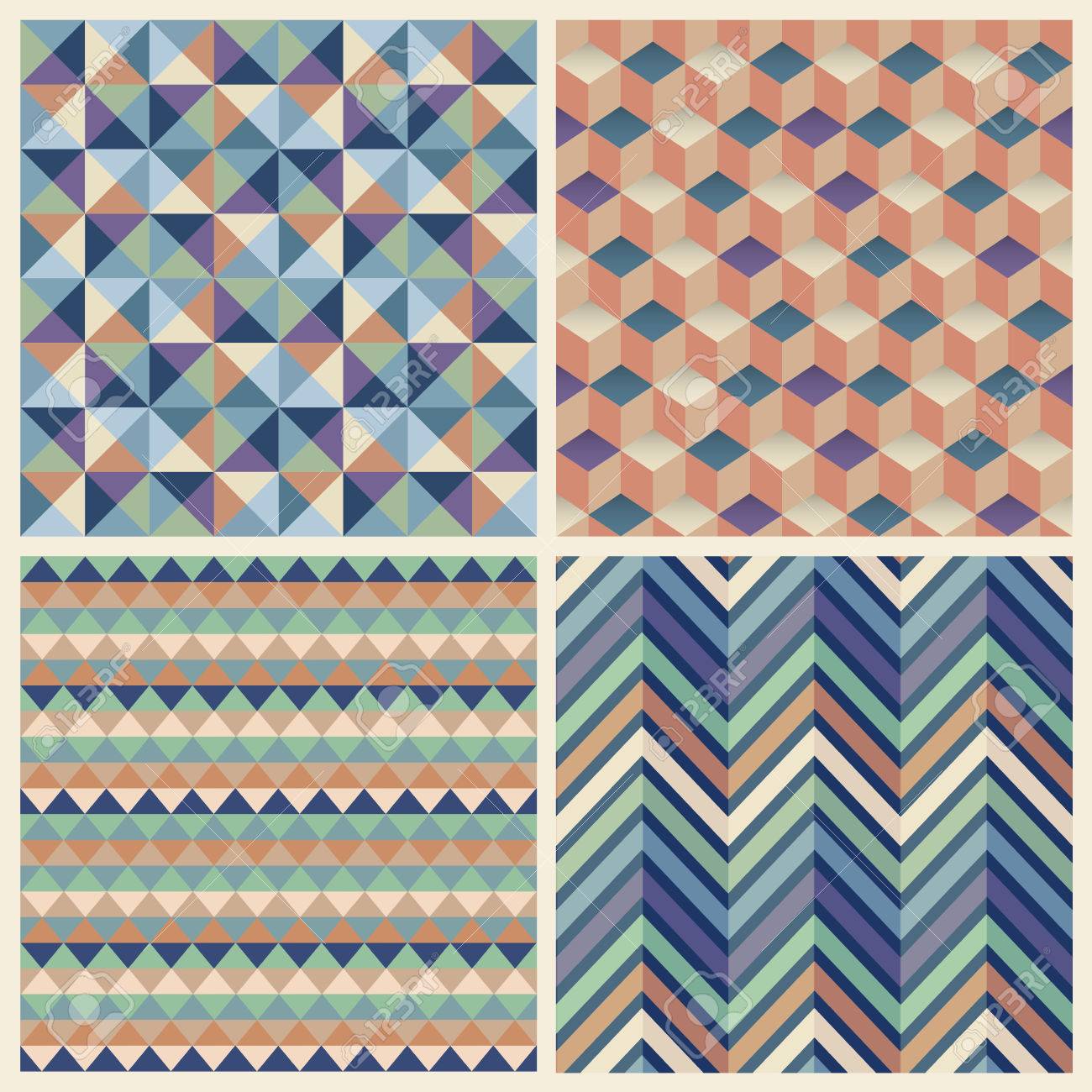 シームレスなジオメトリック キューブ背景設定します パターン ベクトルのイラスト素材 ベクタ Image