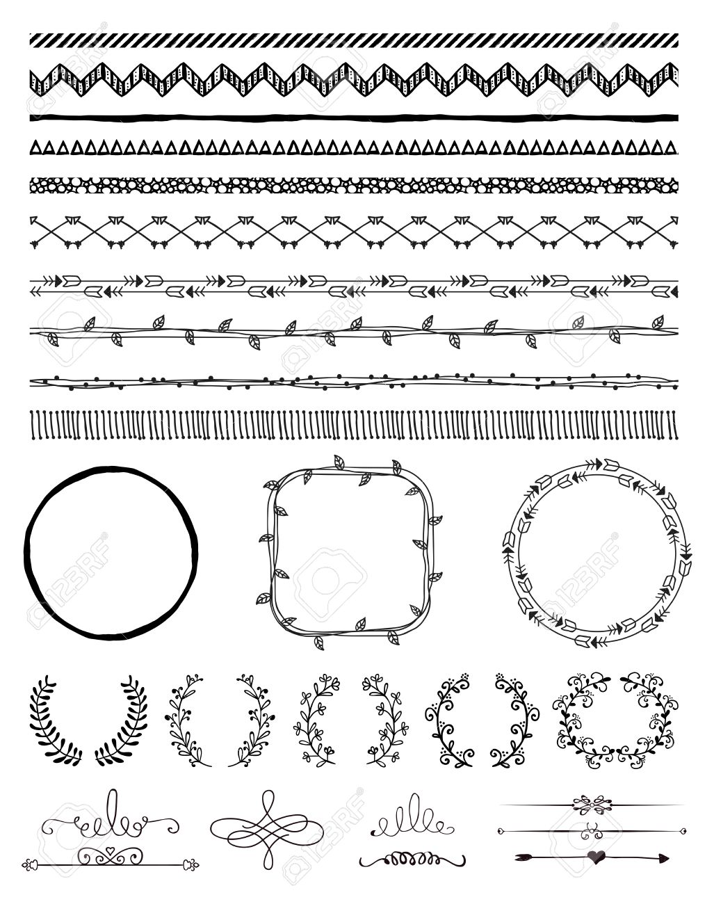 手描きの落書きシームレスな境界線とデザイン要素です 繁栄の装飾フレーム ブラケット ベクトル イラスト パターン ブラシ のイラスト素材 ベクタ Image 手描きの落書きシームレスな境界線とデザイン要素です 繁栄の装飾フレーム ブラケット ベクトル イラスト パターン ブラシ のイラスト素材 ベクタ Image