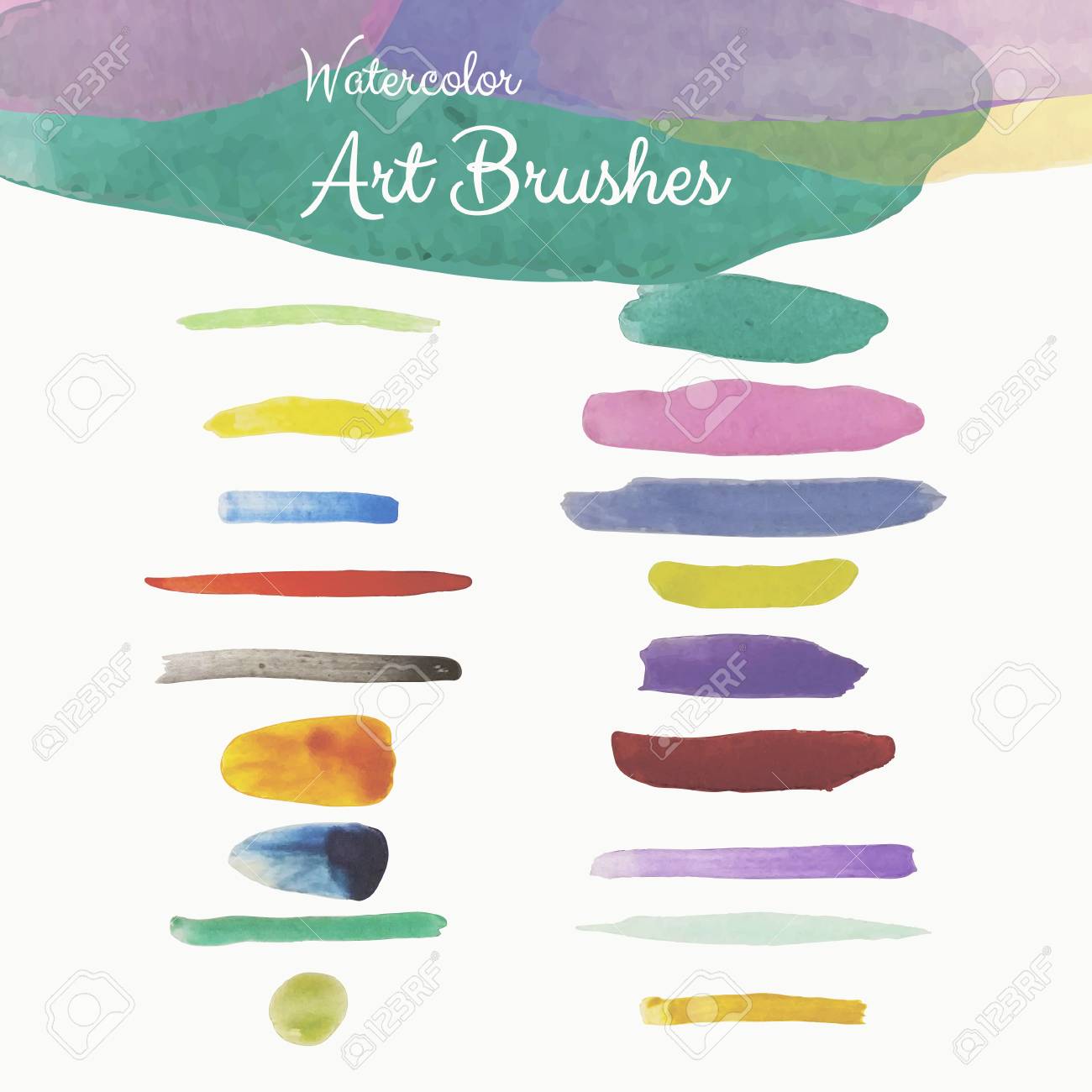 カラフルな水彩ベクター ブラシ ストローク の写真素材 画像素材 Image