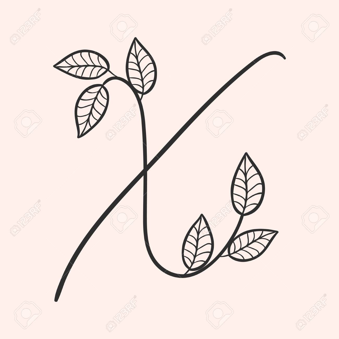 Calligraphy Alphabet. Decorative Handwritten Font. Vector Letter X  Decorated With Leaves, Florals. Wedding Calligraphy. ABC For Your Design.  Floral Lettering. Monogram, Logo Branding Royalty Free SVG, Cliparts,  Vectors, And Stock Illustration. Image