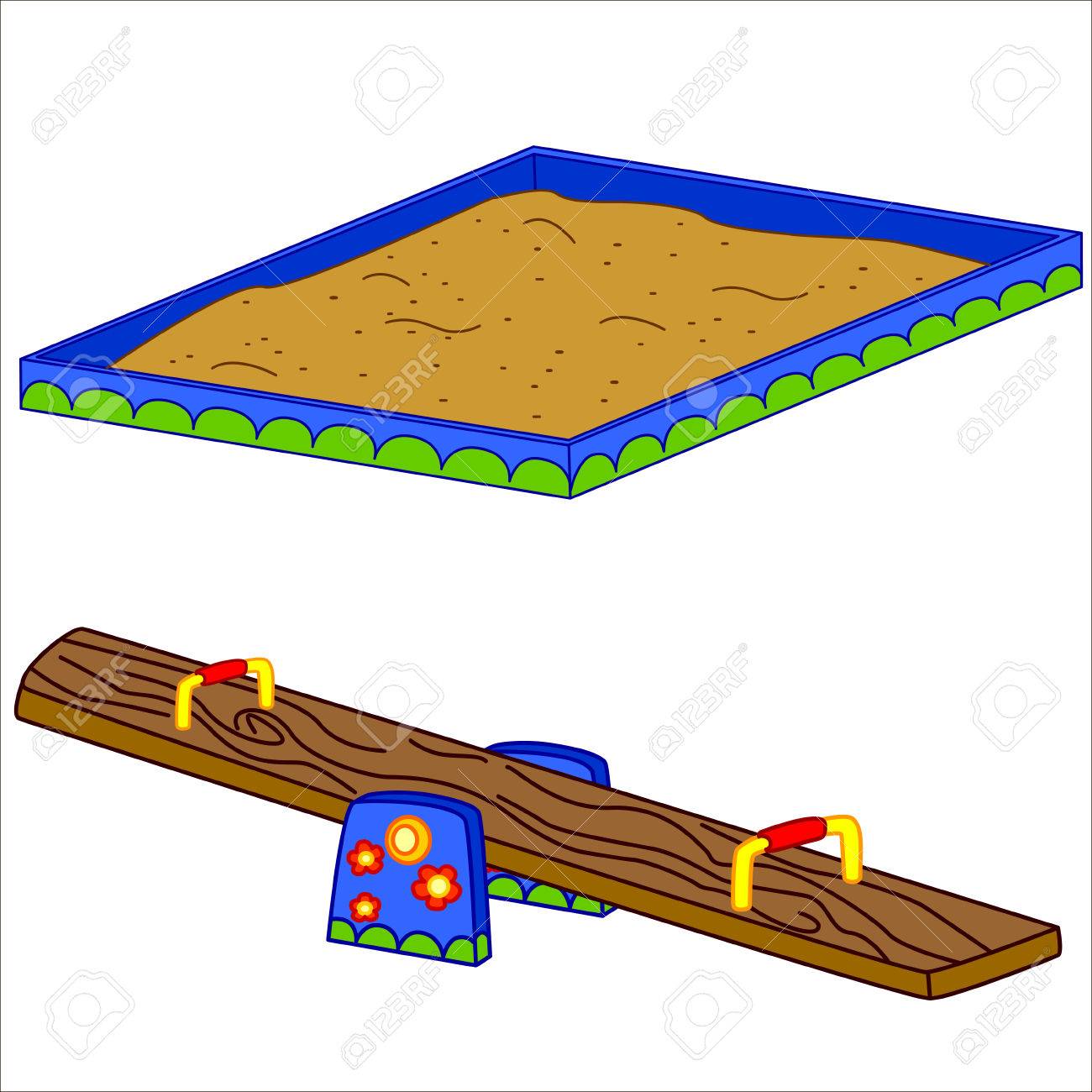 楽しい遊び場 漫画のベクトル遊具のイラスト 分離されました のイラスト素材 ベクタ Image