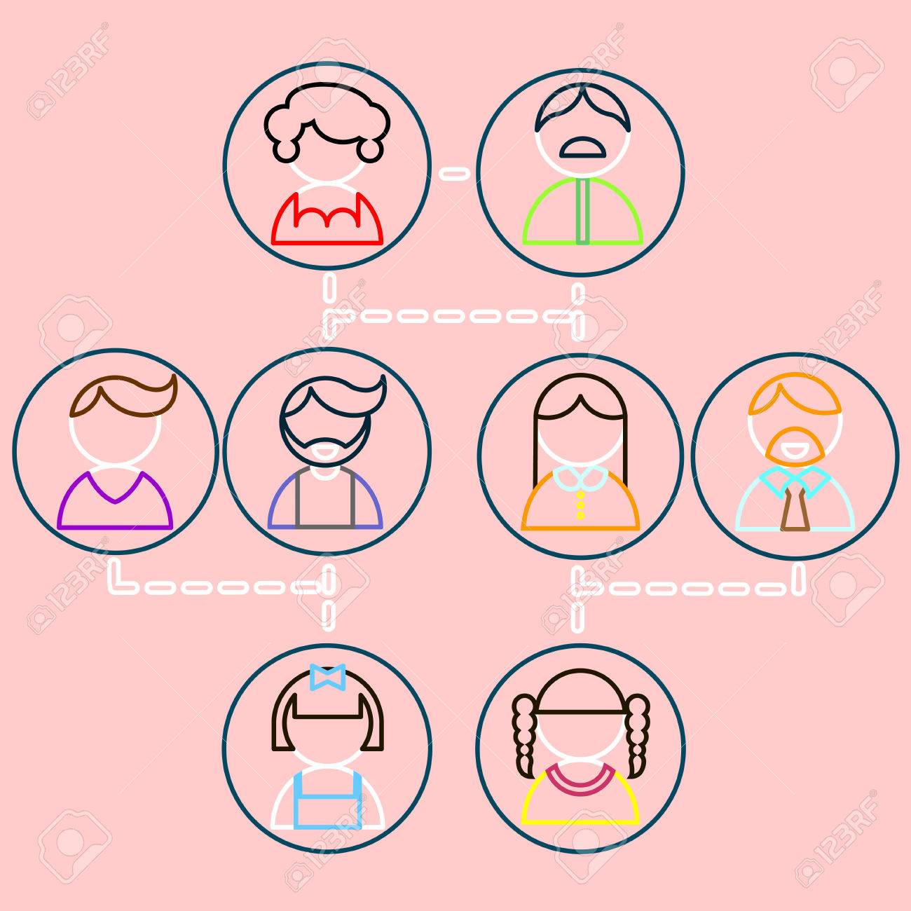 cartoon vector illustration of three generation family tree three generation family tree