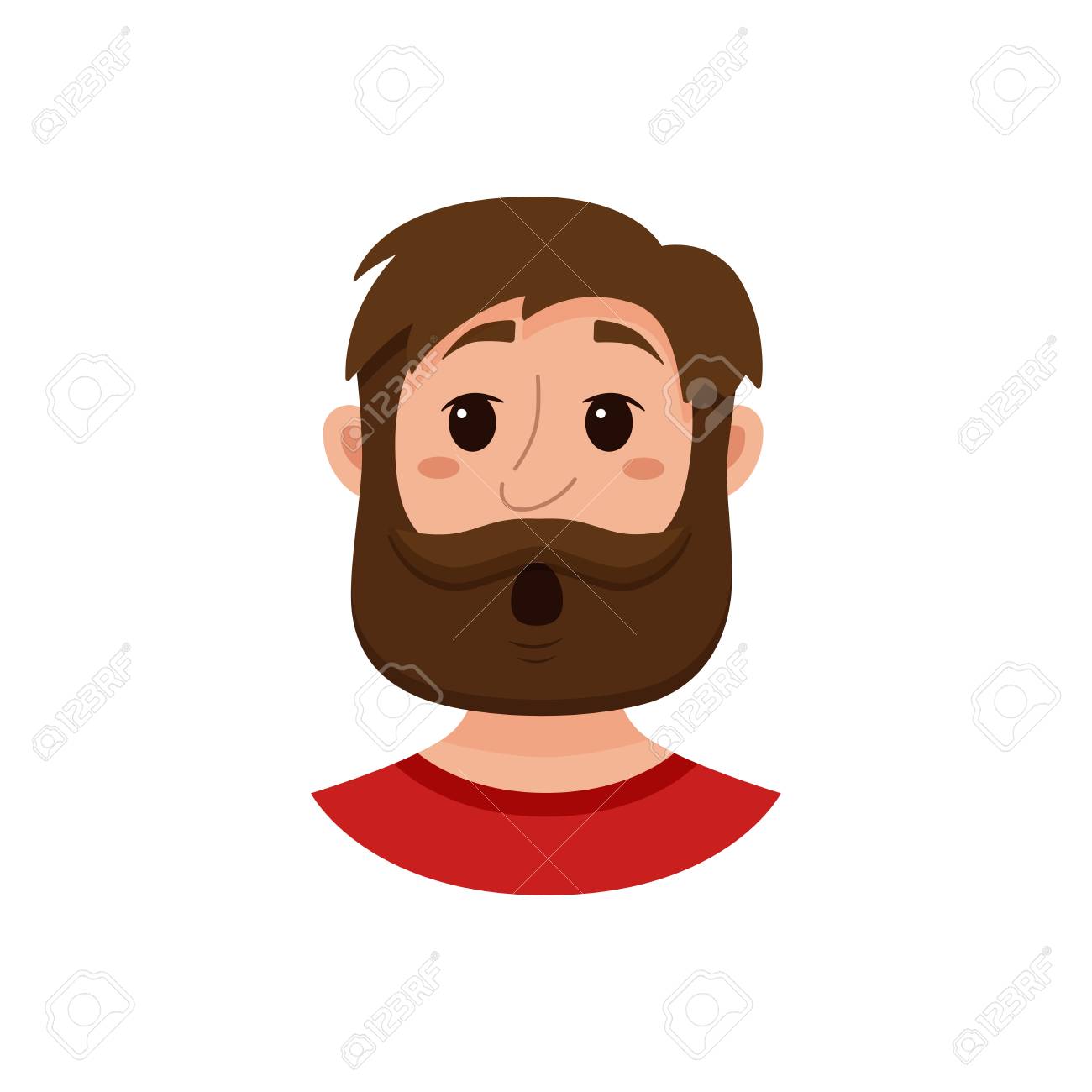 男性のひげ顔の表情分離アイコン 流行に敏感な男のかわいい色ベクトル イラストの顔アバター表示感情フラット スタイルに驚く のイラスト素材 ベクタ Image