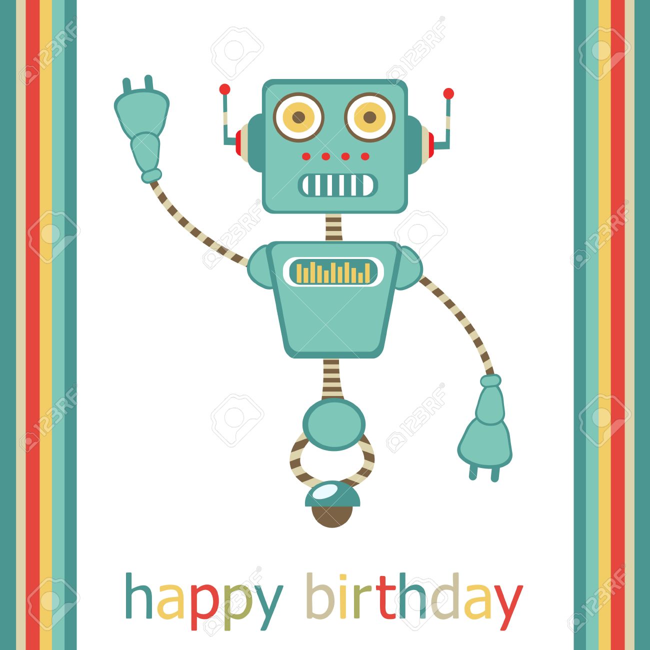 Happy Birthday Card With Cute Robot Royalty Free Cliparts Vectors And Stock Illustration Image 17710680