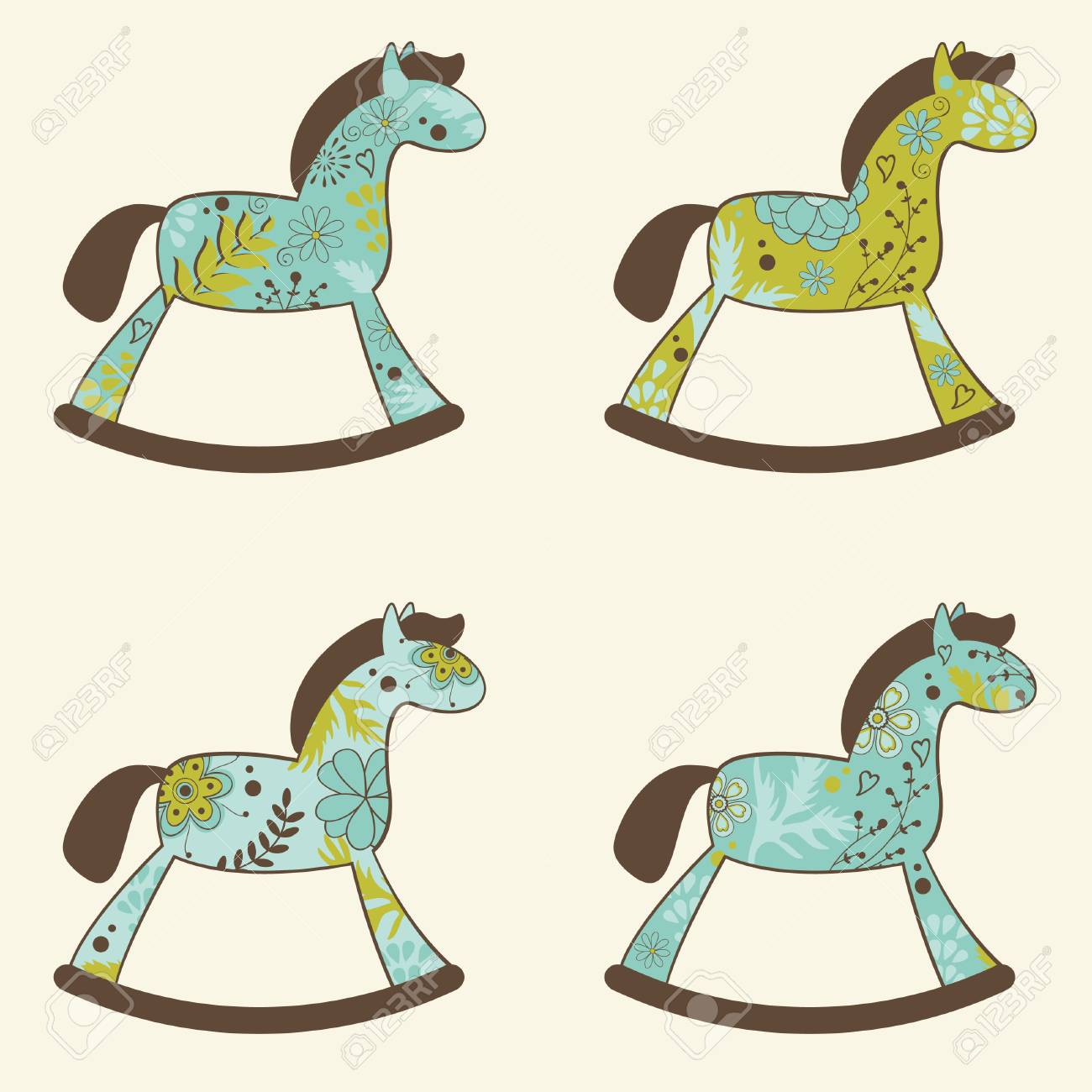 floral rocking horse