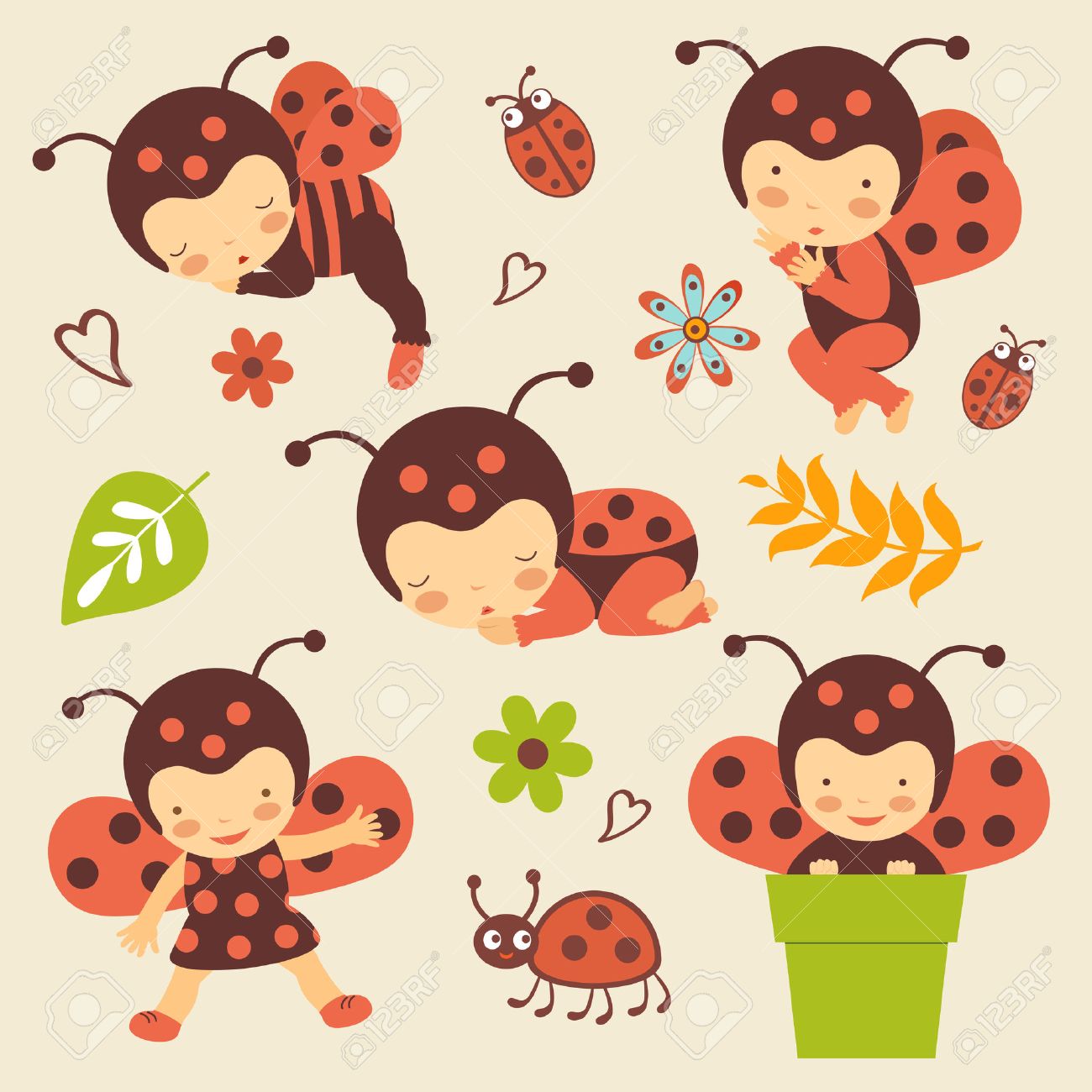 Cute Ladybug Babies Set Royalty Free SVG, Cliparts, Vectors, And Stock  Illustration. Image 22711785.