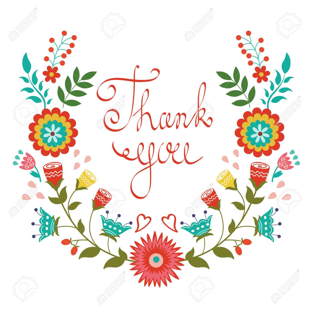 beautiful thank you card with floral wreath royalty free cliparts beautiful thank you cards