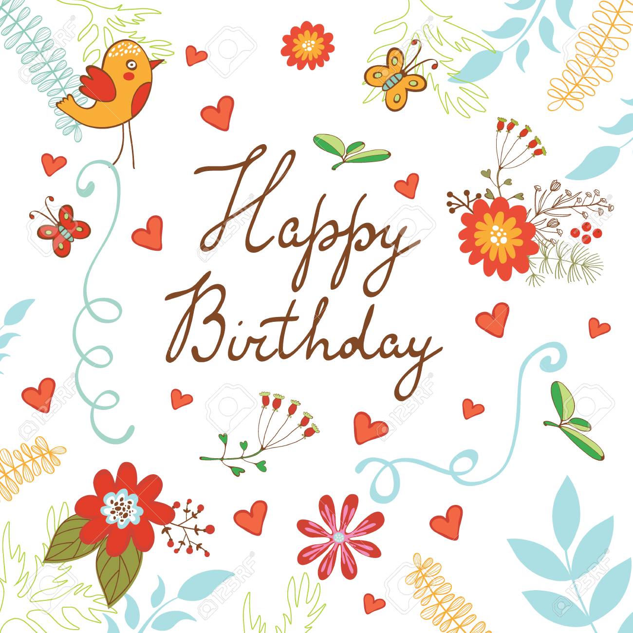 Imágenes De Feliz Cumpleaños Tarjeta De Flores Libres De Derechos, image size:1300x1300