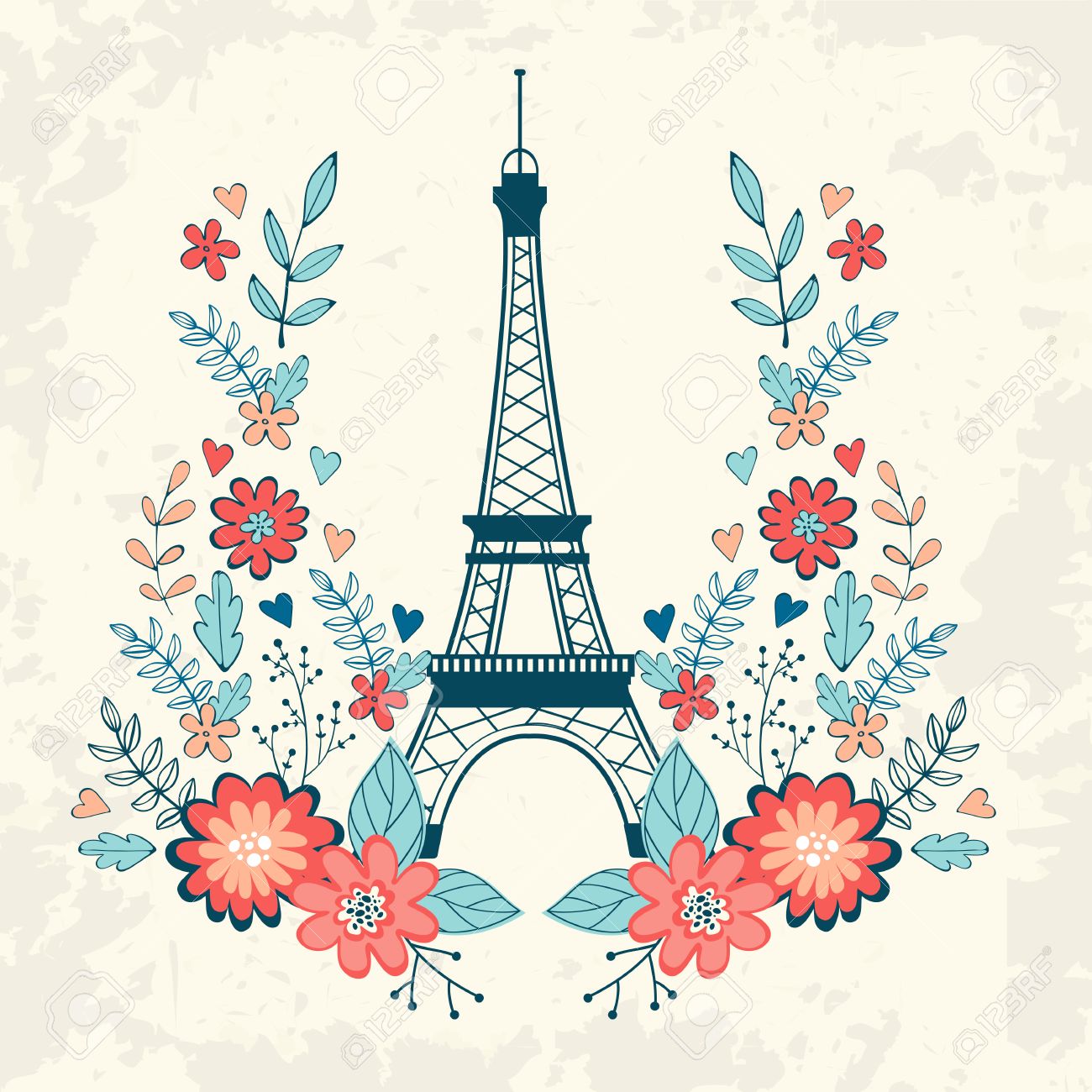 エッフェル塔とフローラル リース コンセプト愛カード ベクトル図のイラスト素材 ベクタ Image エッフェル塔とフローラル リース コンセプト愛カード ベクトル図のイラスト素材 ベクタ Image