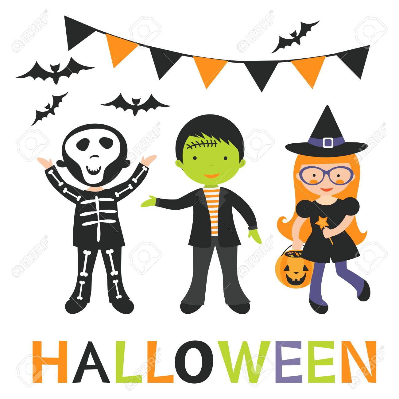 Illustration of cute Halloween kids in vector format - 64188502 Illustration of cute Halloween kids in vector format - 64188502