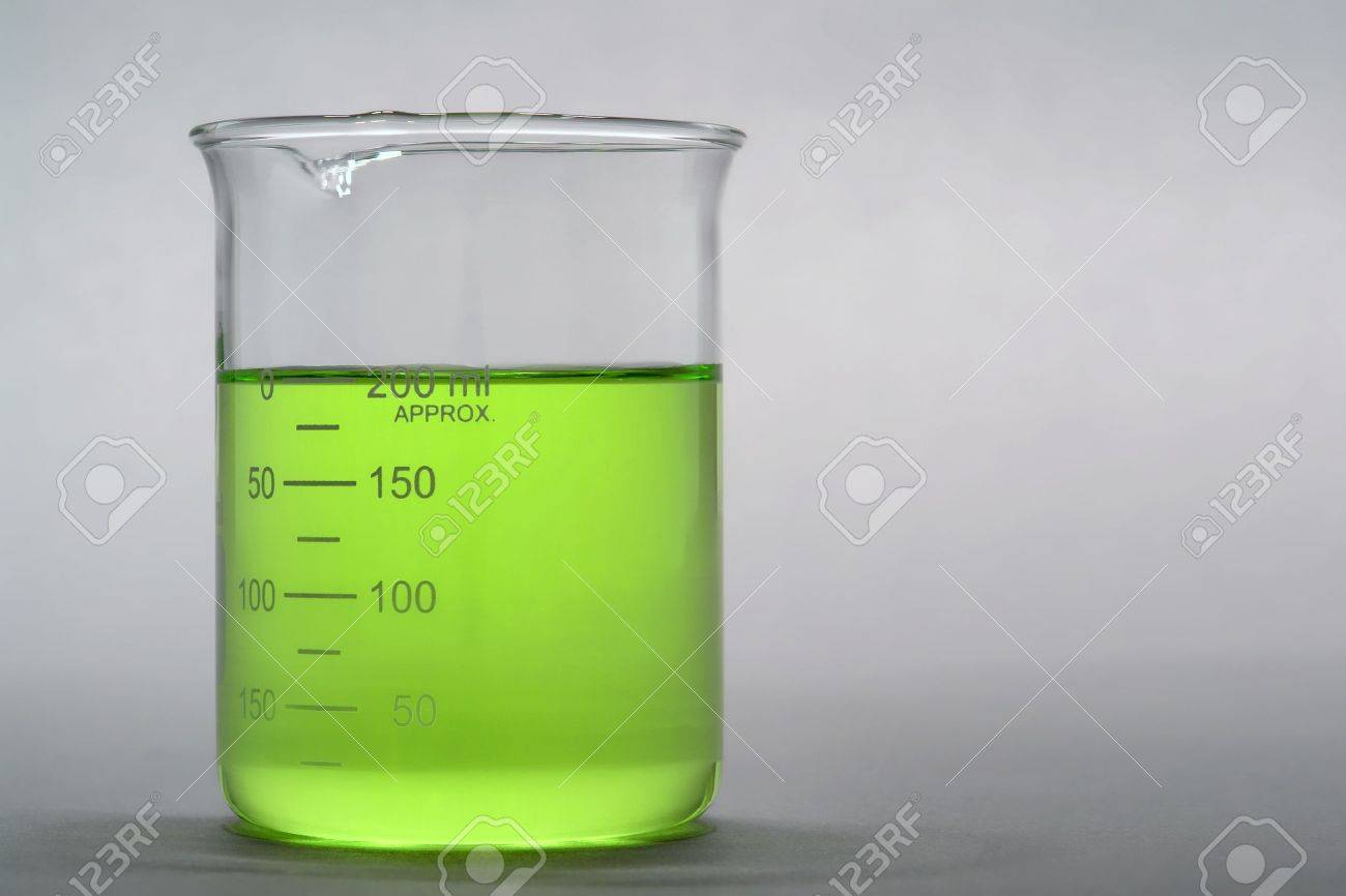 scientific beaker filled with liquid for an experiment in a science