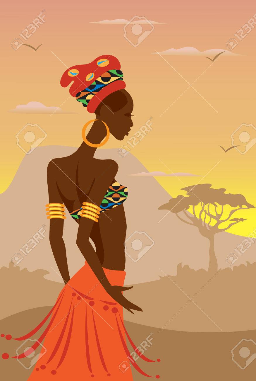 アフリカ女性のベクトル イラスト のイラスト素材 ベクタ Image