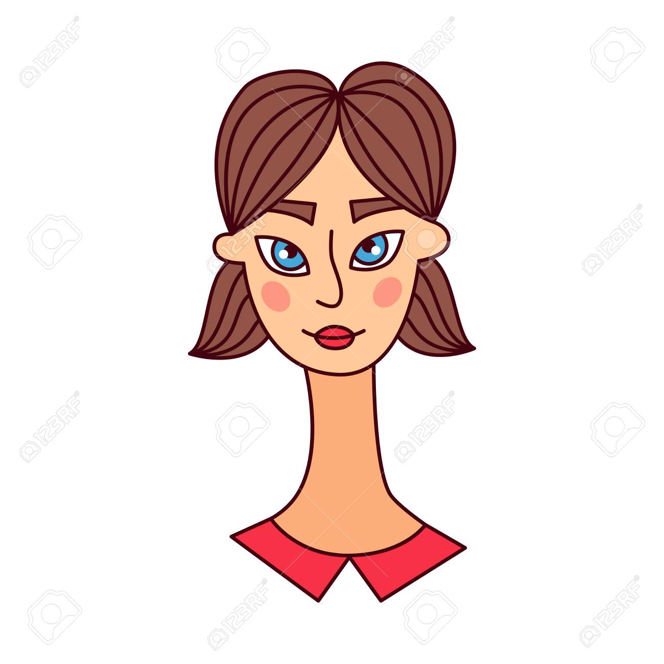 かわいいかわいい女の子の女の子の落書きラインカラフルなベクトルイラストのイラスト素材 ベクタ Image