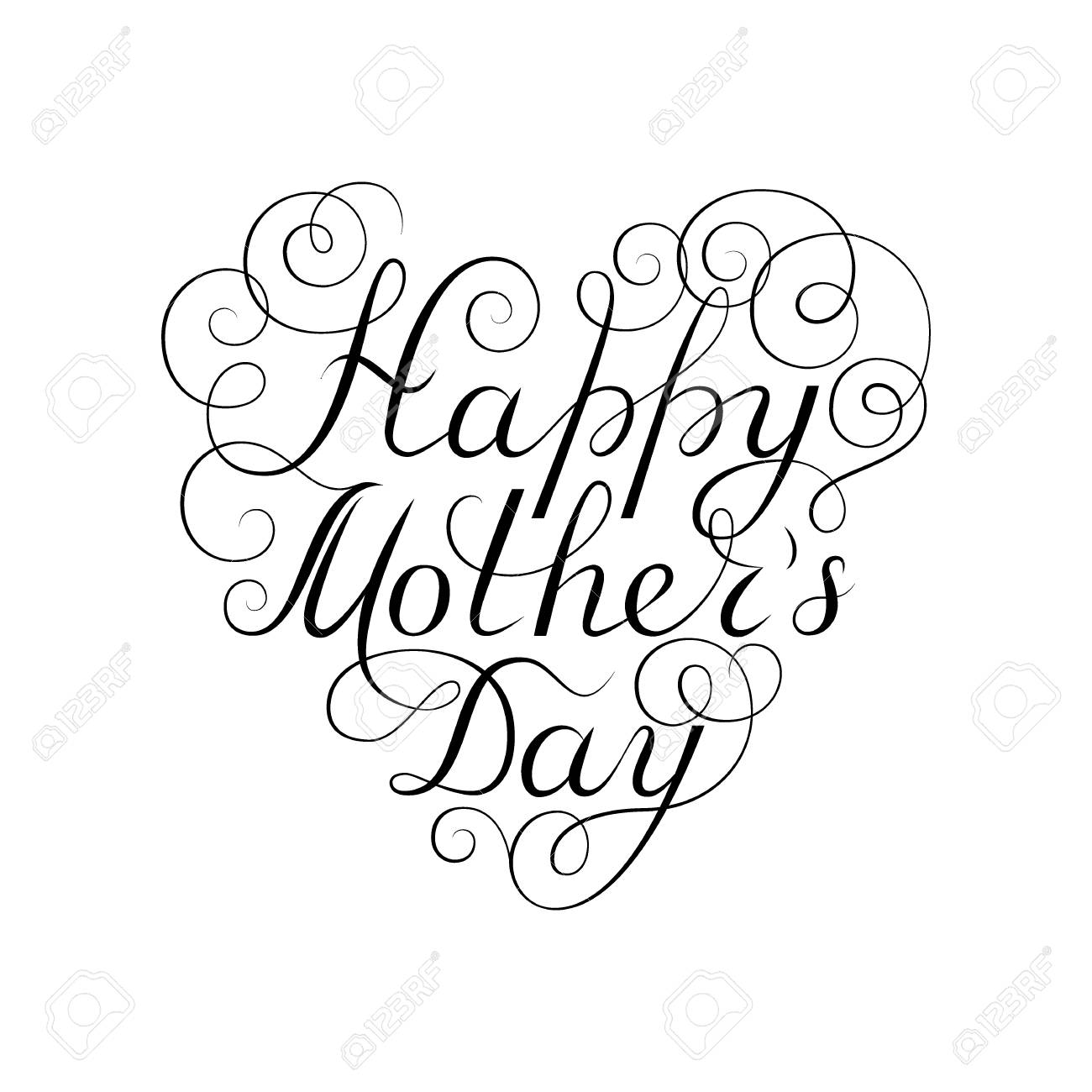 Happy Mother S Day Black Ink Calligraphy On White Background Royalty Free Cliparts Vectors And Stock Illustration Image