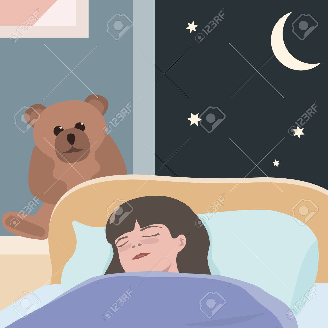 Pequeña Niña Durmiendo En La Noche - Ilustración De Dibujos Animados Lindo Ilustraciones Svg, Vectoriales, Clip Art Vectorizado Libre De Derechos. Image 50916584. Pequeña Niña Durmiendo En La Noche - Ilustración De Dibujos Animados Lindo Ilustraciones Svg, Vectoriales, Clip Art Vectorizado Libre De Derechos. Image 50916584.