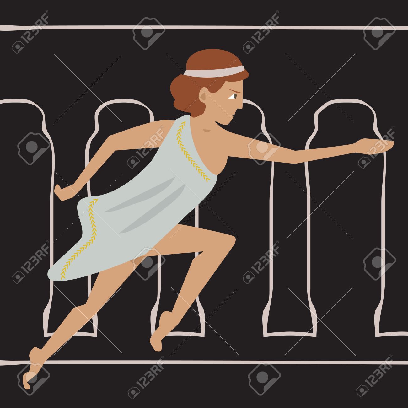 古代の女性アスリート女性スポーツ起源の漫画のベクトル図を実行しています のイラスト素材 ベクタ Image