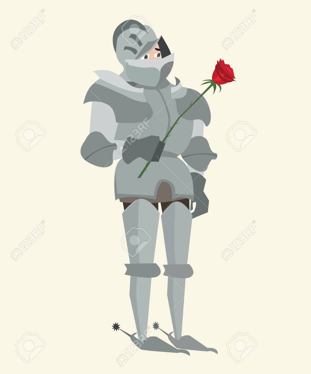 赤いバラ ベクトル面白い漫画イラストの鎧の騎士のイラスト素材 ベクタ Image