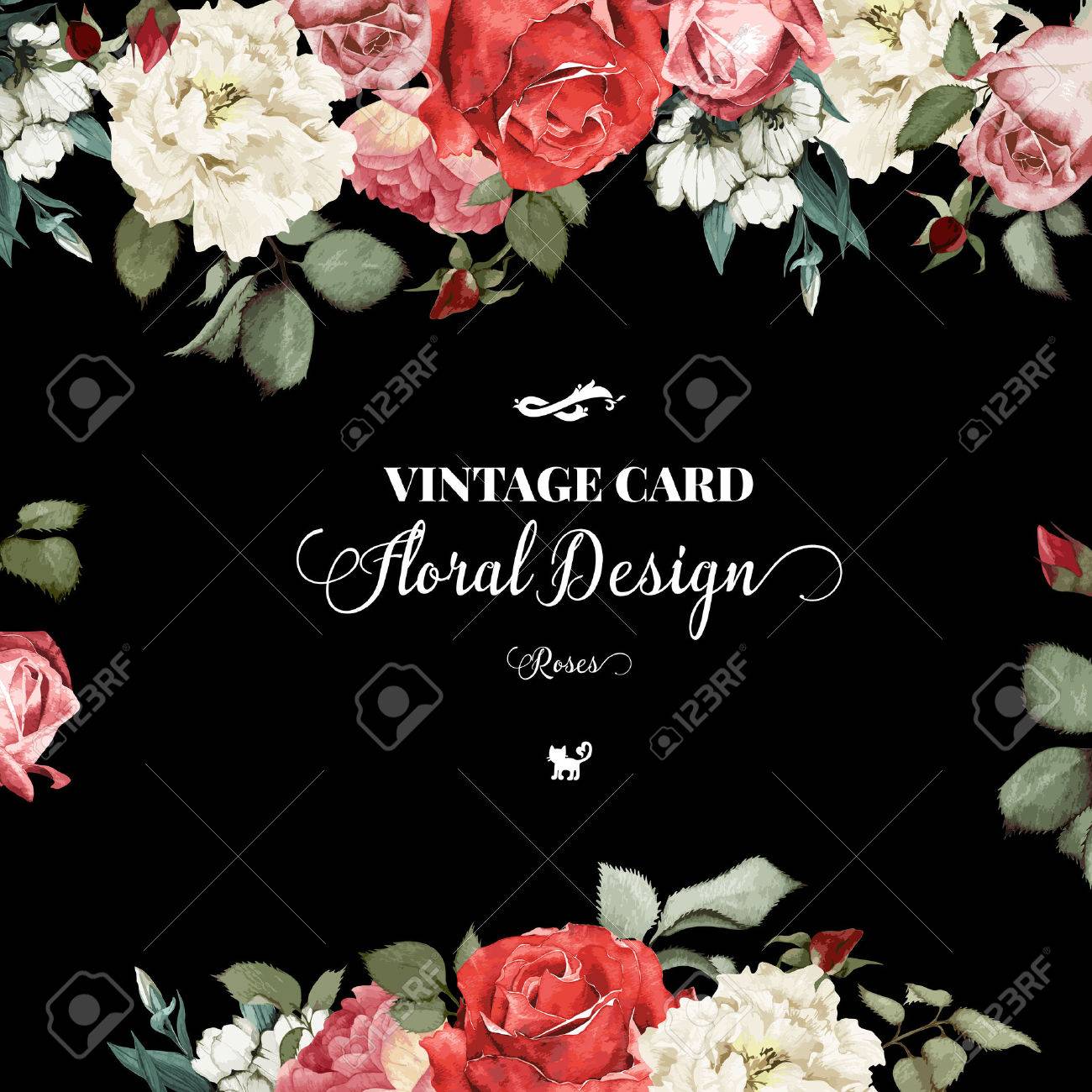 Greeting card with roses, watercolor, can be used as invitation card for wedding, birthday and other holiday and summer background. Vector illustration. - 42138518 Greeting card with roses, watercolor, can be used as invitation card for wedding, birthday and other holiday and summer background. Vector illustration. - 42138518