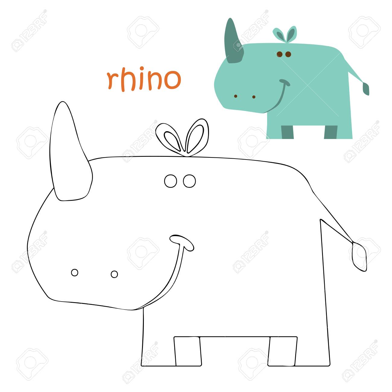 Download Coloring Book Animal Kids Coloring Pages Rhino Stock Photo Picture And Royalty Free Image Image 92230305