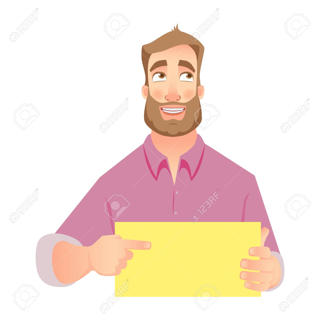 白紙の黄色い紙を持つ男 のイラスト素材 ベクタ Image