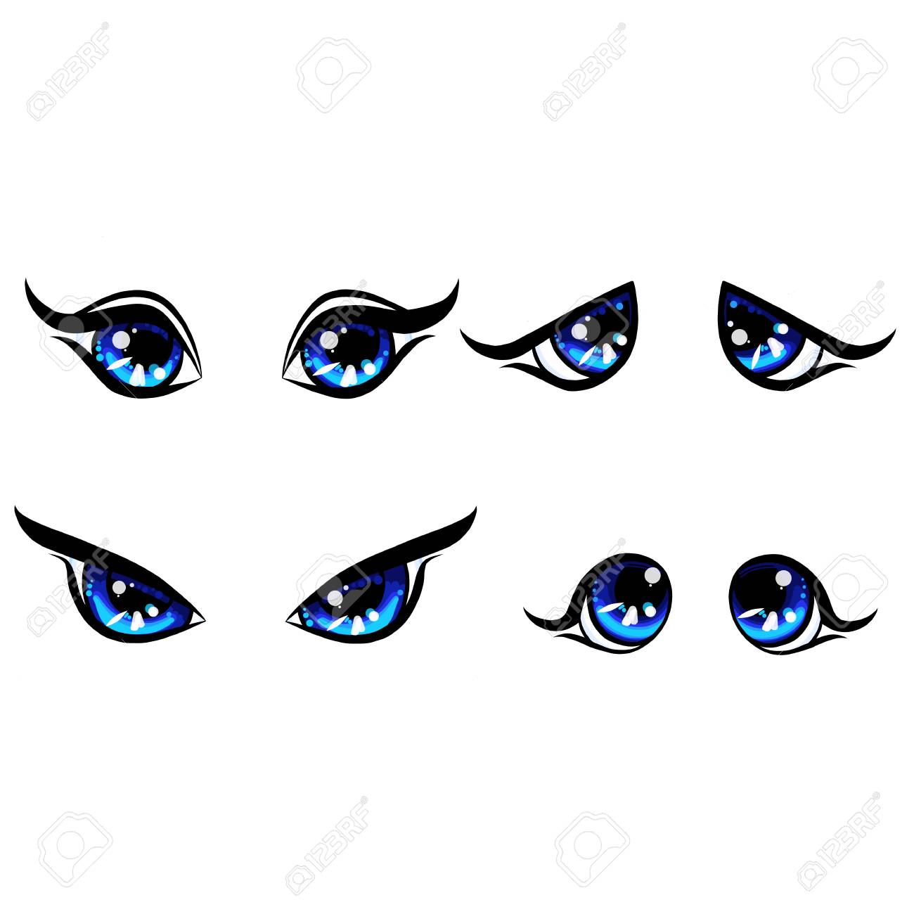 Premium Vector Scared anime face. manga style big blue eyes