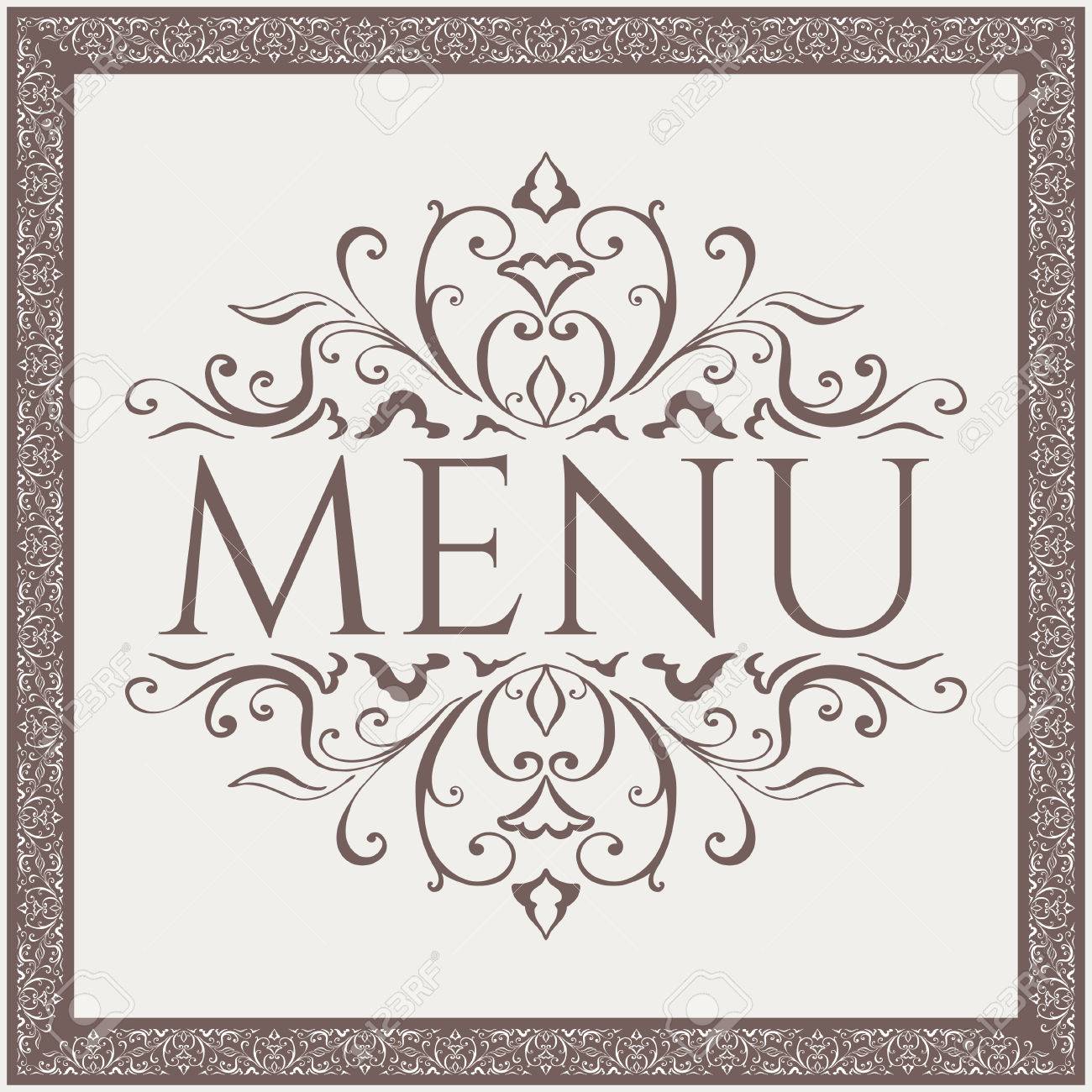 elegant restaurant menu design with beauty pattern vector