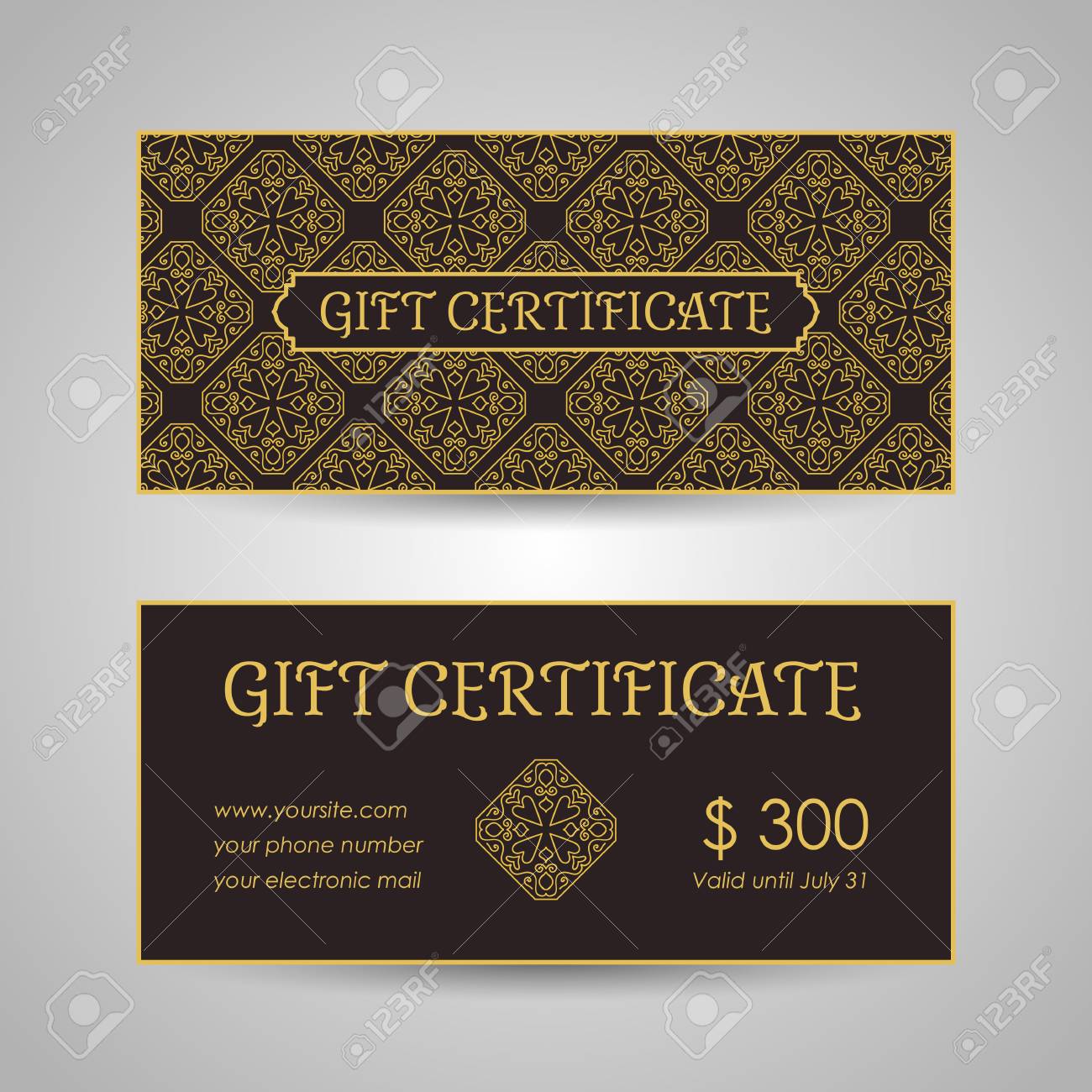 vintage arabic style gift certificate template vector illustration gift certificatetemplate