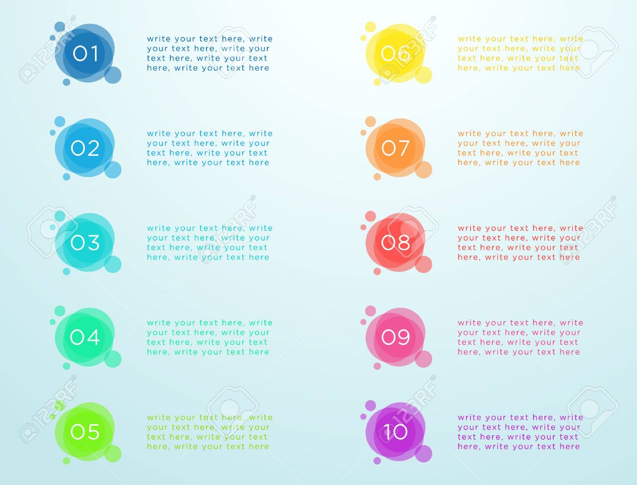 抽象的なサークル数弾丸ポイント 1 に 10 のイラスト素材 ベクタ Image