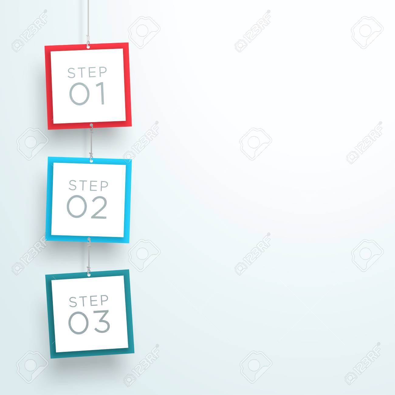 infographic 3 steps in 3d hanging signs template a royalty free