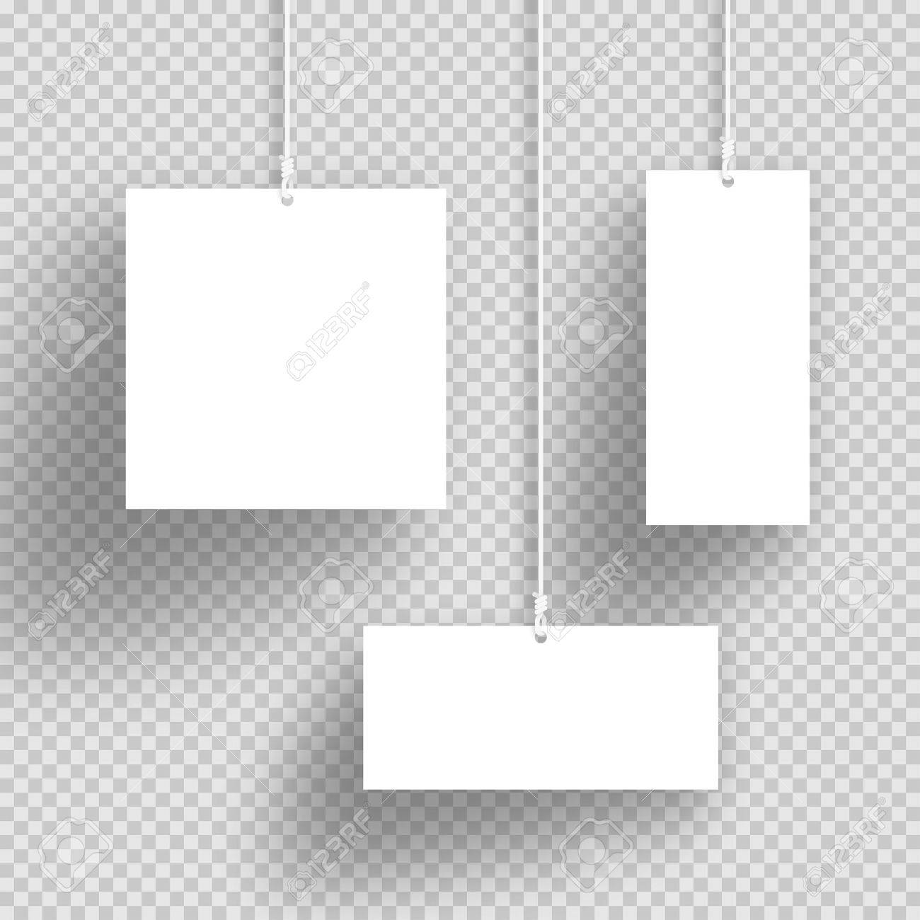 Vector 3d White Hanging Frames With Transpa Shadows Royalty Free