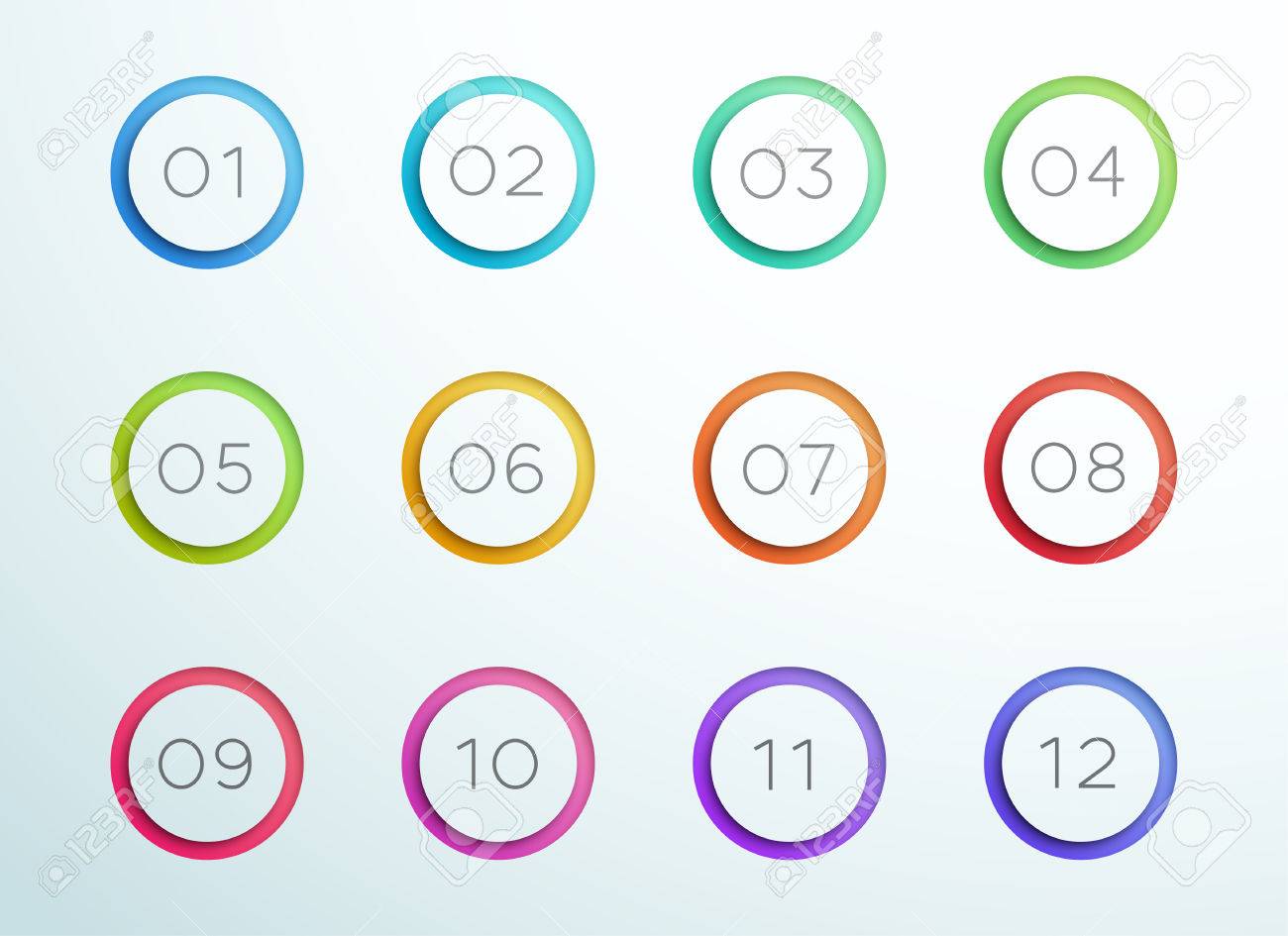 番号の行頭文字のポイント カット リング 1 に 12 のベクトル のイラスト素材 ベクタ Image