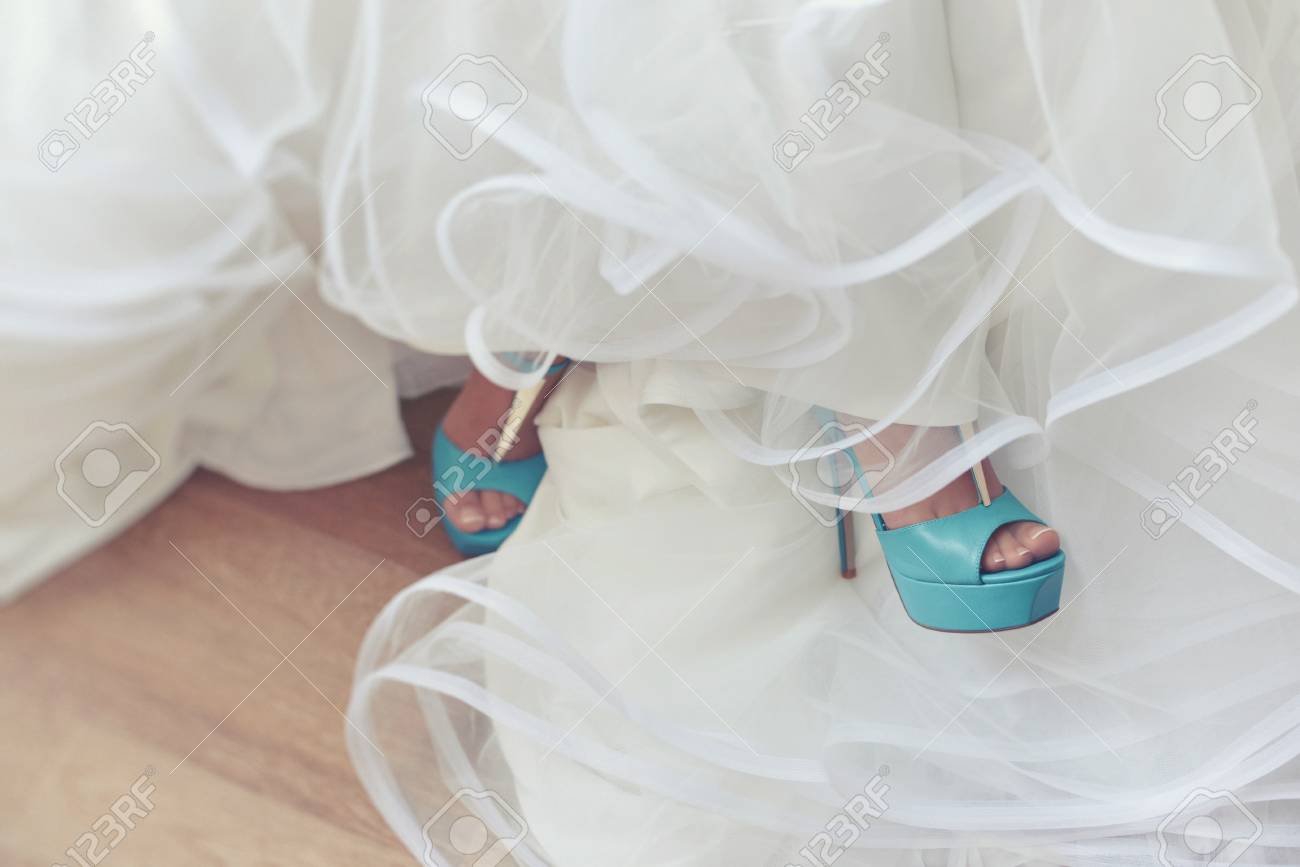 Turquoise Shoes Wedding Dress