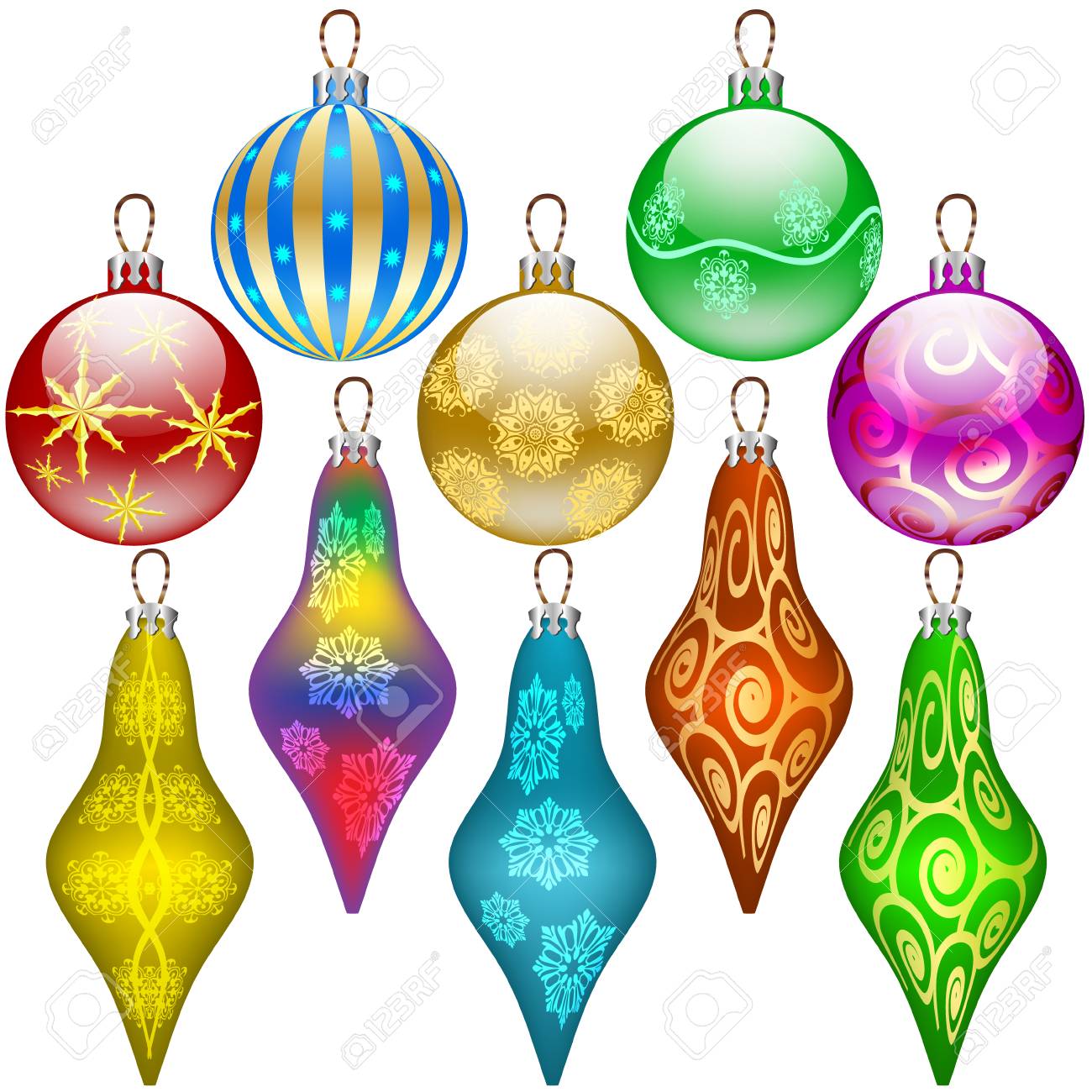 Immagini Palline Di Natale Colorate.Vettoriale Set Di Palle Di Natale Colorate Su Uno Sfondo Bianco Image 47652549