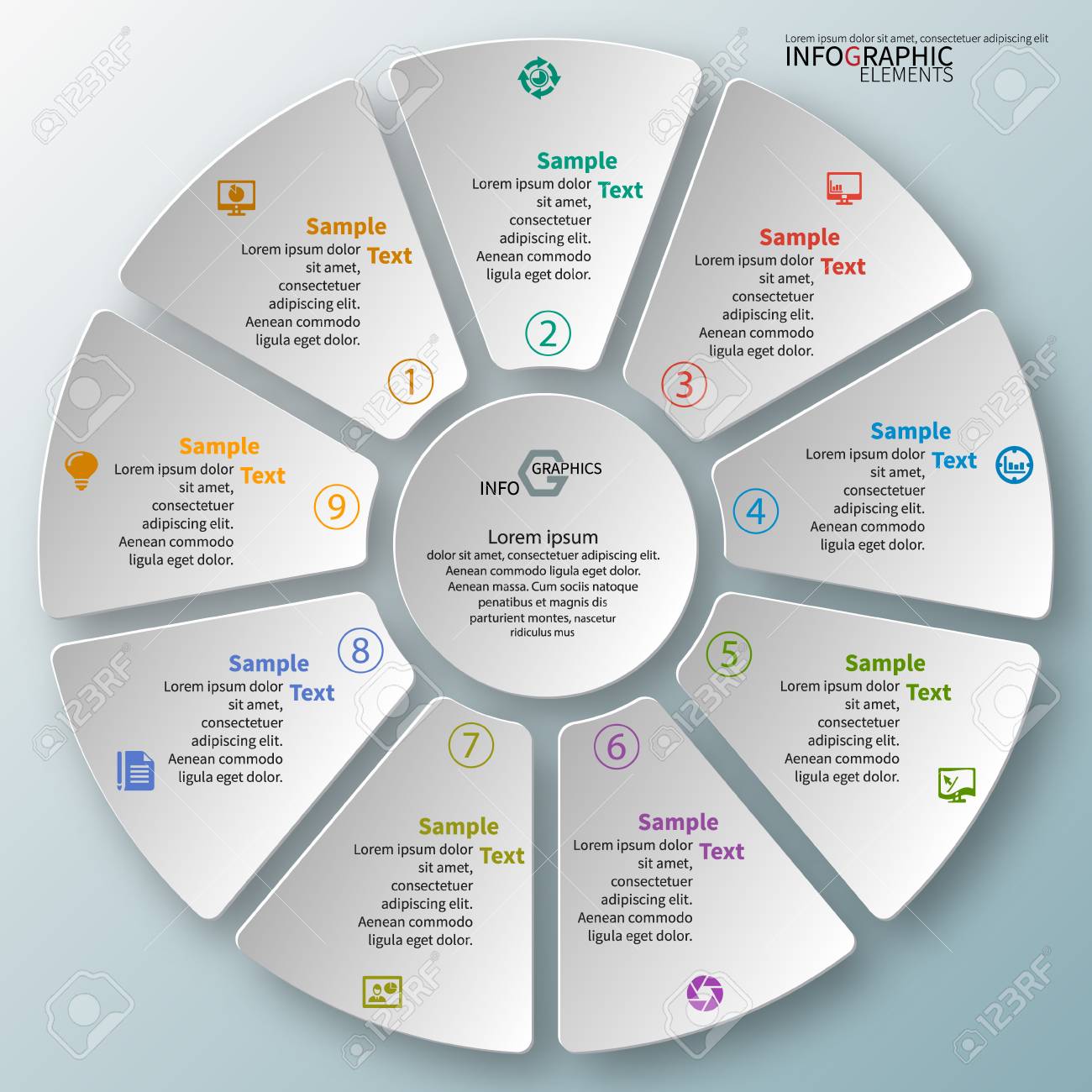 vector abstract 3d paper infographic elements circular infographics circular infographic