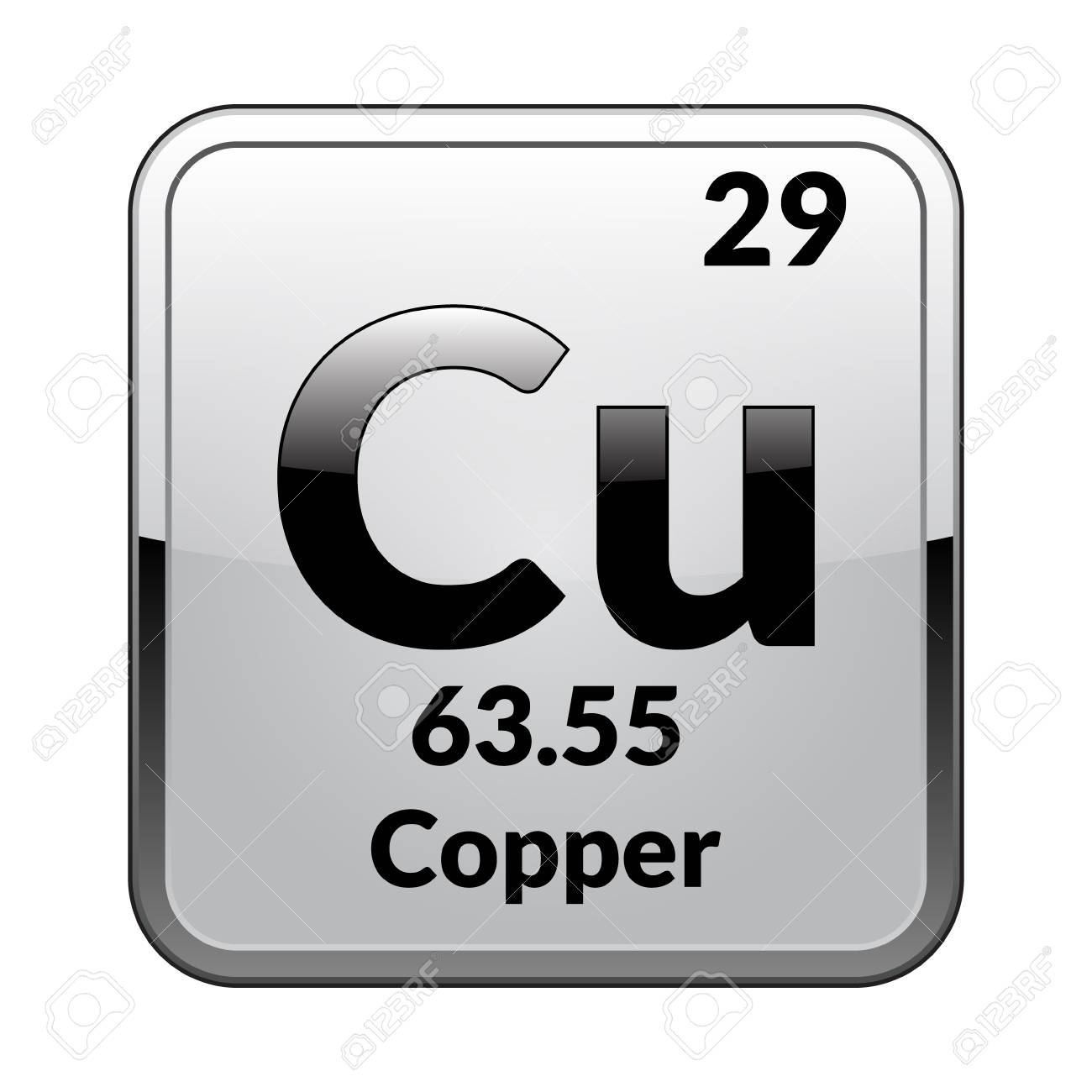 Copper Symbol Chemical Element Of The Periodic Table On A Glossy White Background In A Silver Frame Vector Illustration Royalty Free Cliparts Vectors And Stock Illustration Image 115009771
