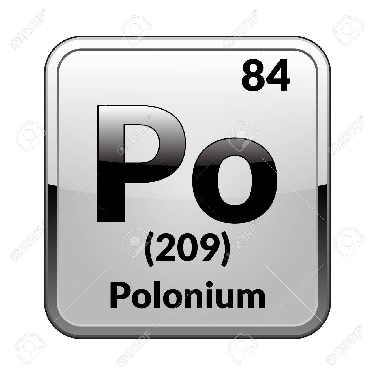 Polonium Symbol.Chemical Element Of The Periodic Table On A Glossy White  Background In A Silver Frame.Vector Illustration. Клипарты, SVG, векторы, и  Набор Иллюстраций Без Оплаты Отчислений. Image 111560789