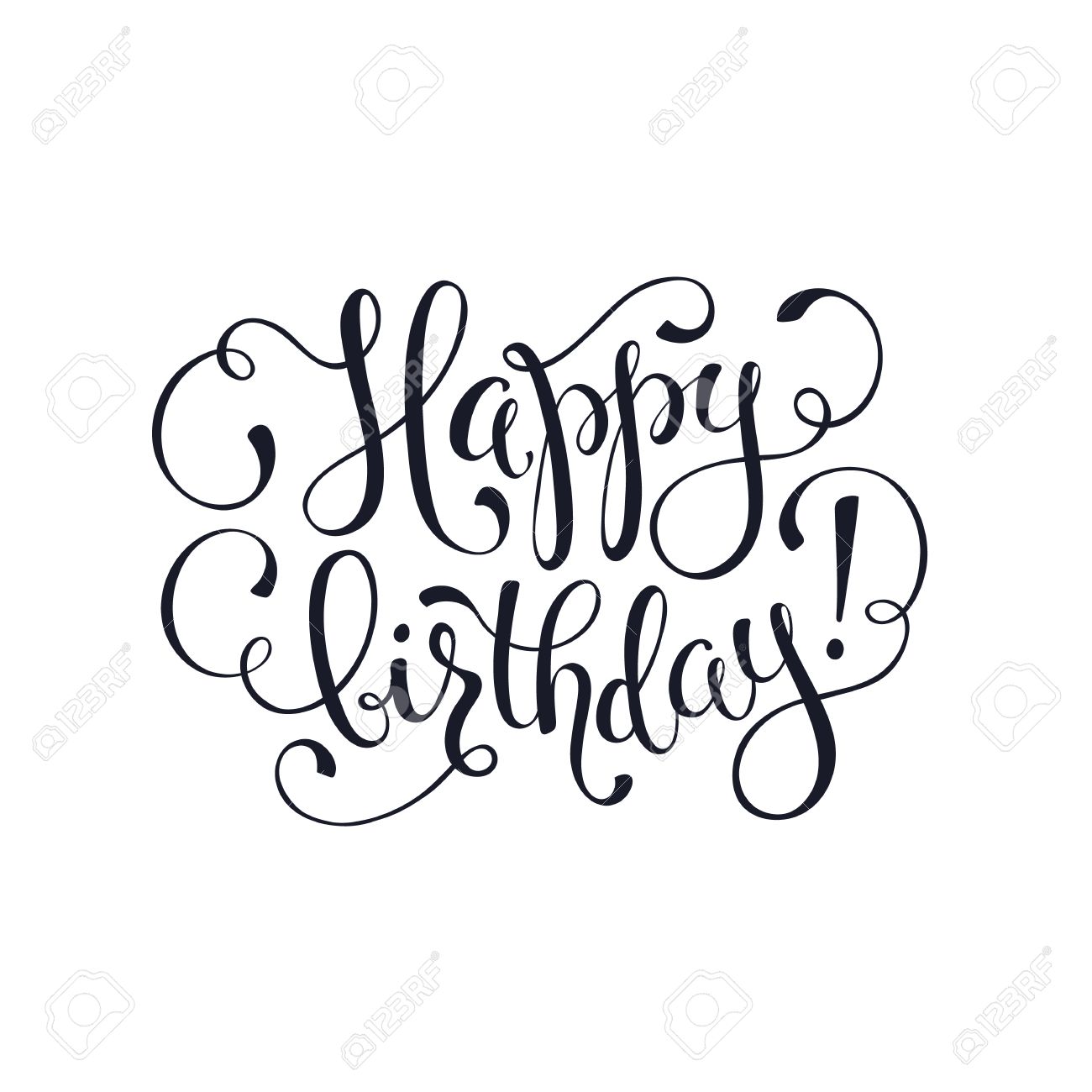 Joyeux Anniversaire Modele De Carte De Voeux Main Calligraphie Dessinee Isole Sur Fond Blanc Anniversaire Vecteur Lettrage Illustration Banque D Images Et Photos Libres De Droits Image