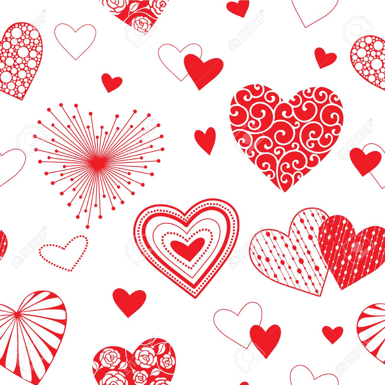 Cute Hearts Seamless Background Valentine S Day Ornament Red On White Romantic Tiled Pattern For Wrapping Paper And Wallpaper Design Royalty Free Svg Cliparts Vectors And Stock Illustration Image