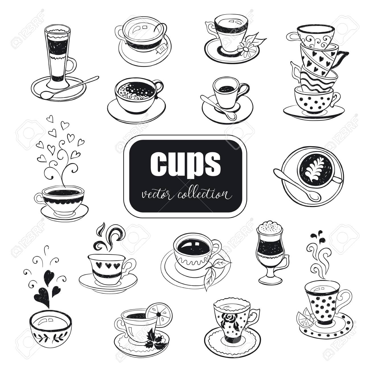 hand drawn cups collection