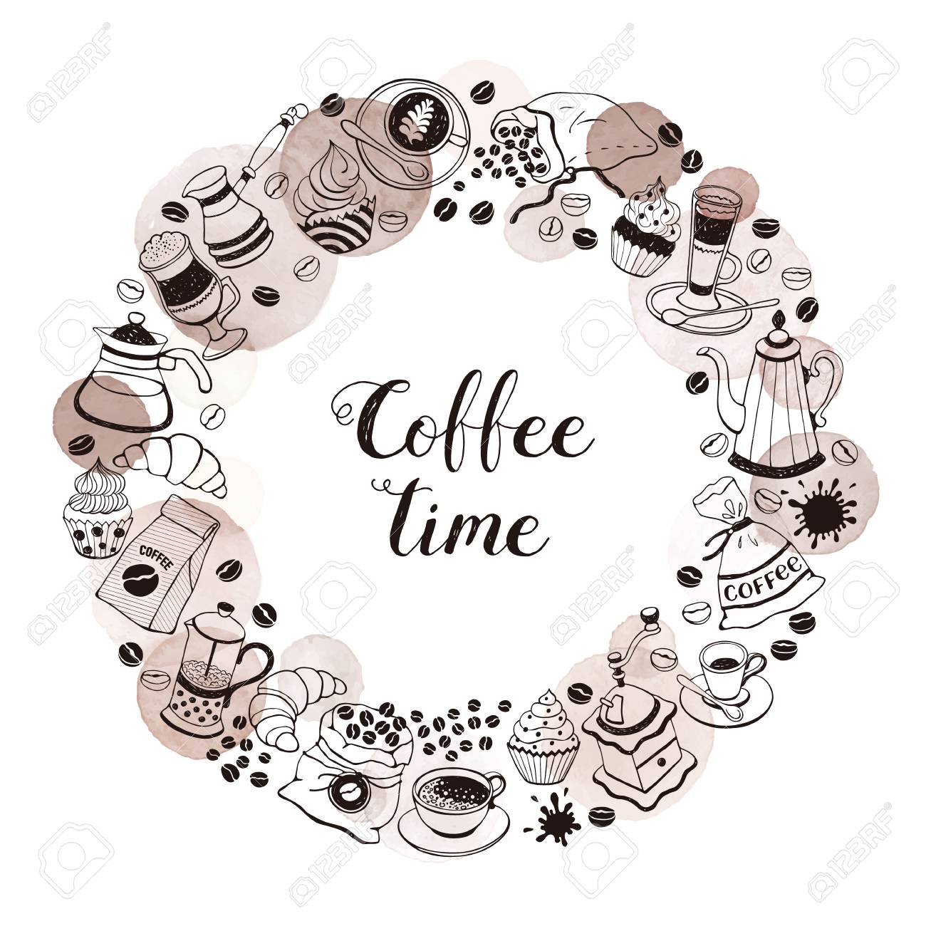 Coffee Time Poster Concept Coffee Party Greeting Card Design Hand Drawn Line Art Illustration With Teapots Cups And Sweets In Circle Frame Royalty Free Cliparts Vectors And Stock Illustration Image Coffee Time Poster Concept Coffee Party Greeting Card Design Hand Drawn Line Art Illustration With Teapots Cups And Sweets In Circle Frame Royalty Free Cliparts Vectors And Stock Illustration Image