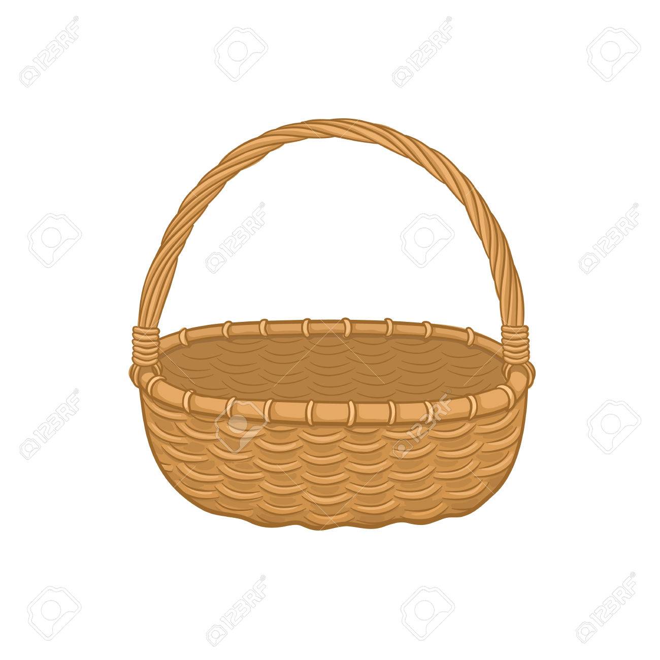 Cesta De Picnic Aislada Sobre Fondo Blanco Ilustracion De La Cesta De Bambu Vacia Ilustraciones Vectoriales Clip Art Vectorizado Libre De Derechos Image