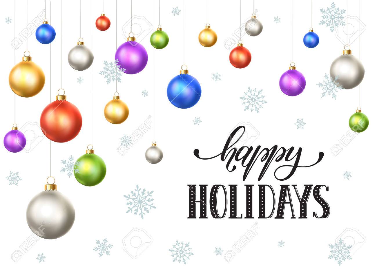 happy holidays postcard template modern lettering with snowflakes holiday postcard template