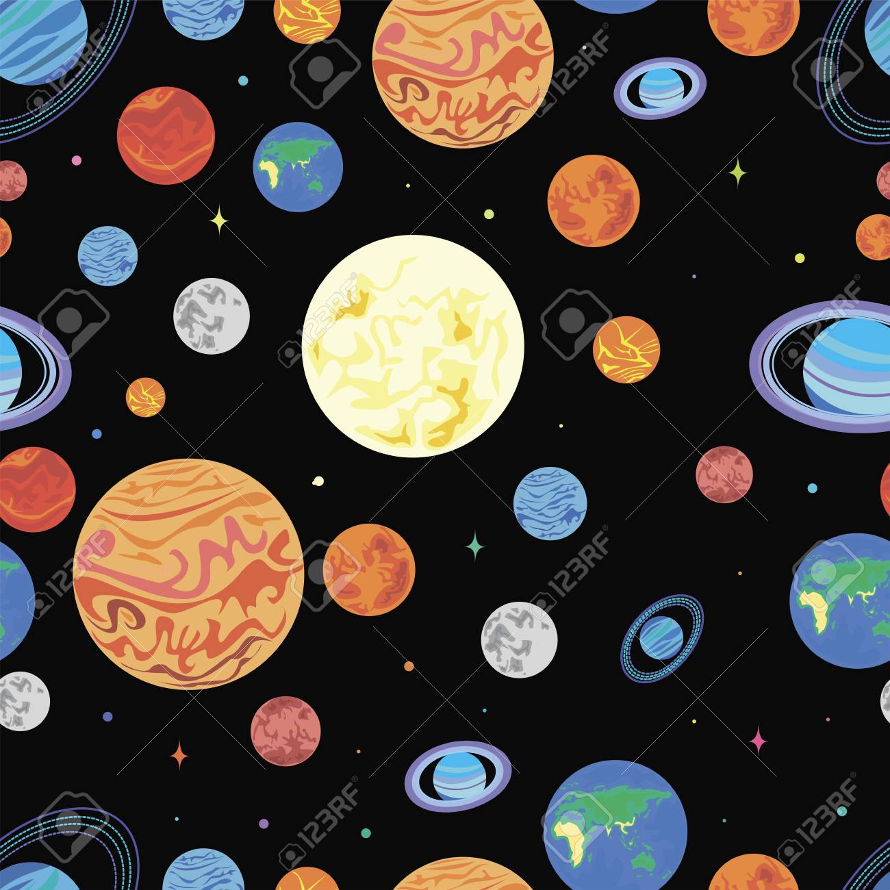 Pattern Planets Of The Solar System Bright Color Pattern Of