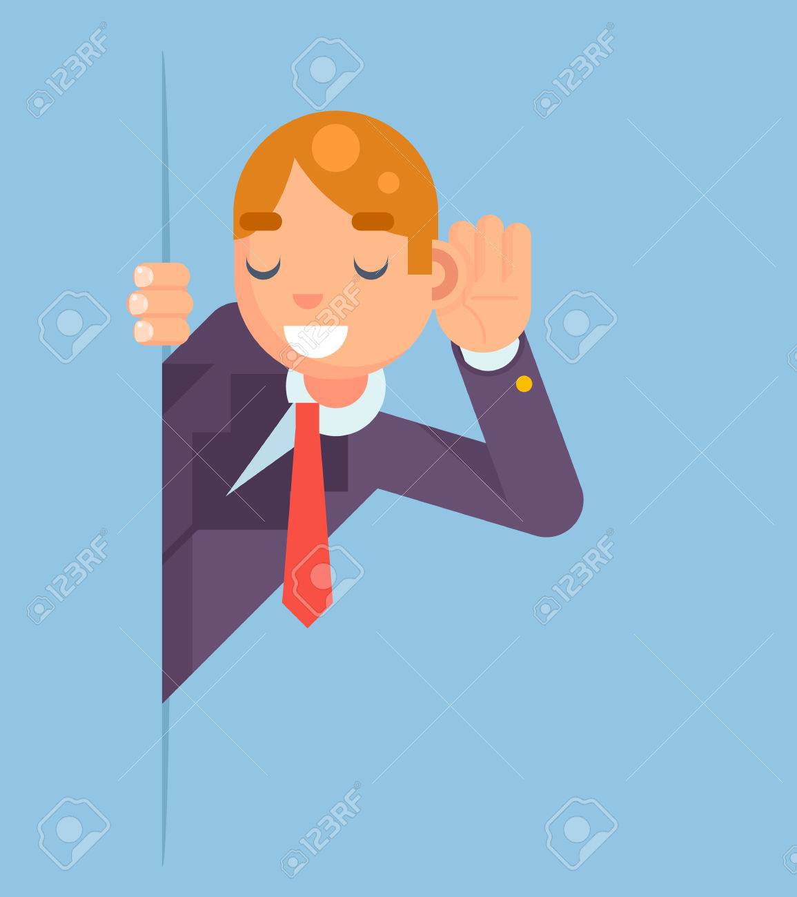 聞く耳を盗聴コーナー アニメのビジネスマン キャラ フラット イラストをスパイのイラスト素材 ベクタ Image 聞く耳を盗聴コーナー アニメのビジネスマン キャラ フラット イラストをスパイのイラスト素材 ベクタ Image